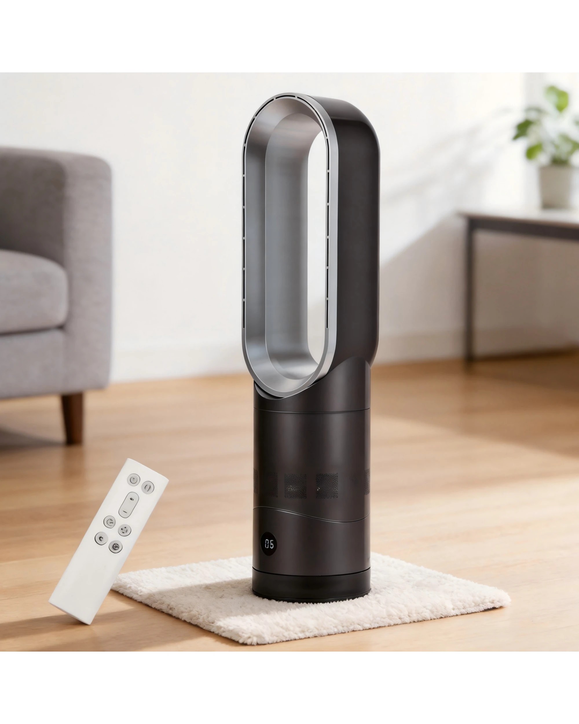 2 Yopower Bladeless Tower Fan Portable with 8-Speed Timer Remote 90° Oscillating - Grey, 2 of 7