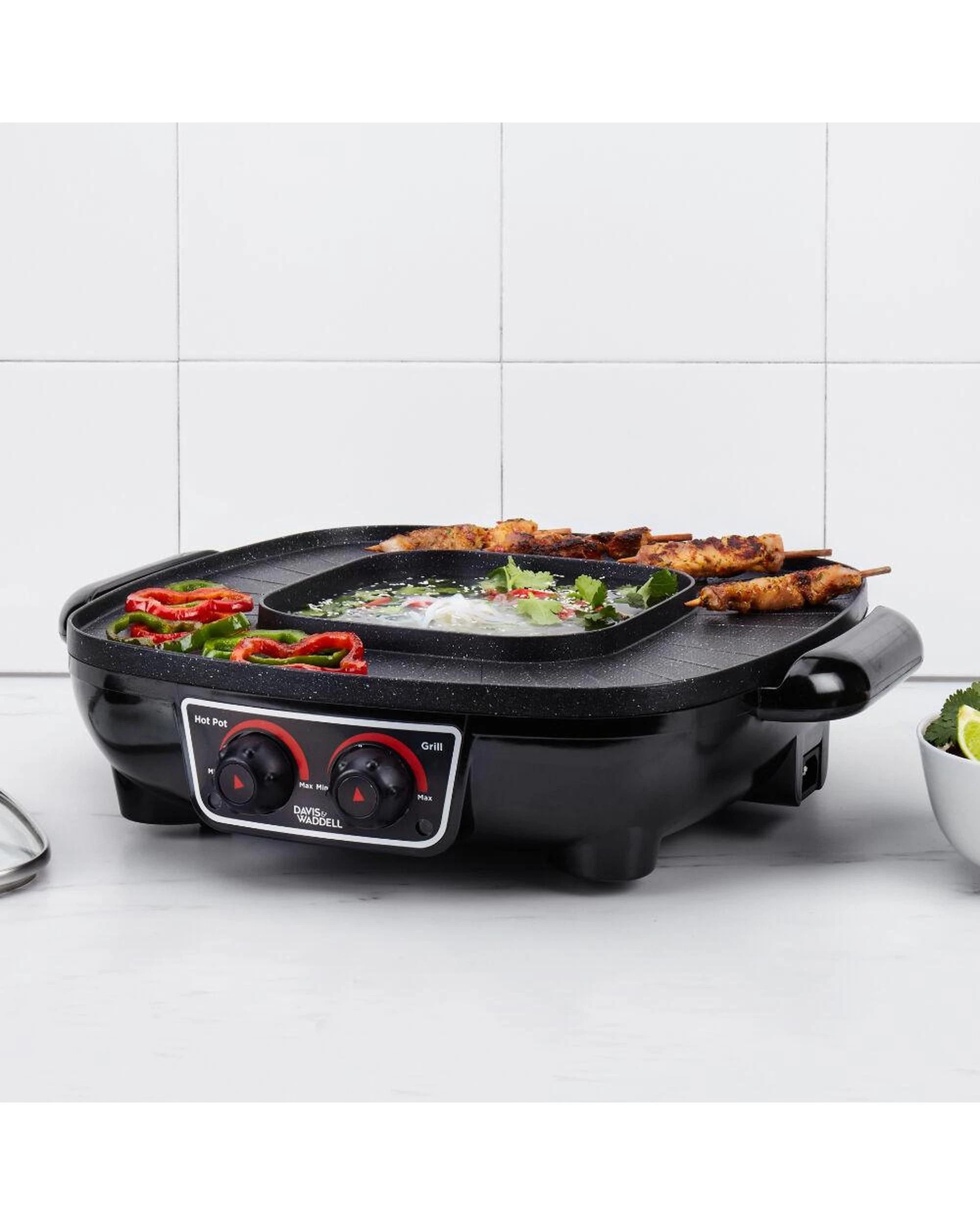 5 Davis & Waddell 2 in 1 Steamboat Hotpot And BBQ Grill Black  45 x 38 x 17cm - Black, 5 of 6
