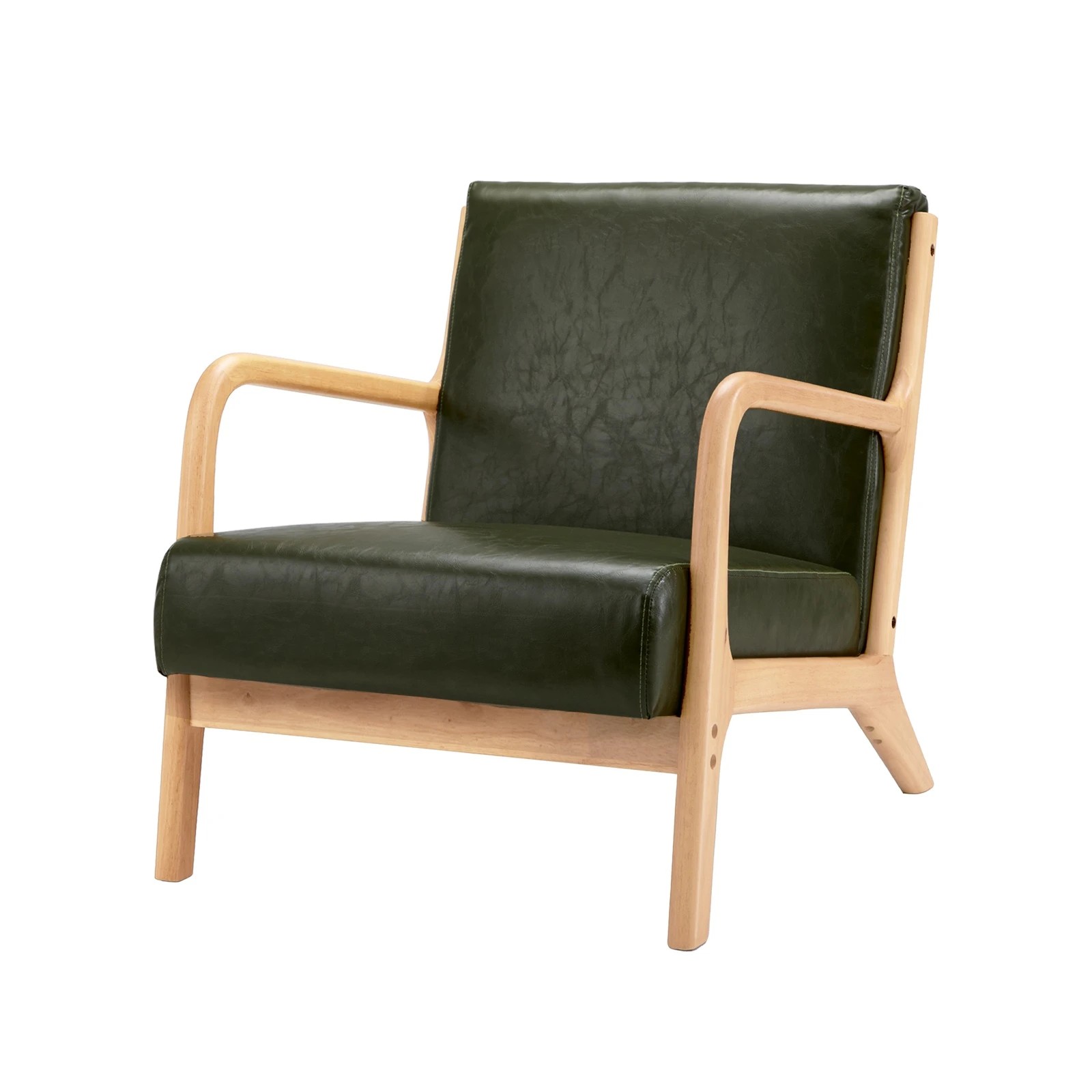 4 Oikiture Armchair Lounge Chair Accent Armchairs Couches Sofa Wood Pu
 - Green, 4 of 10