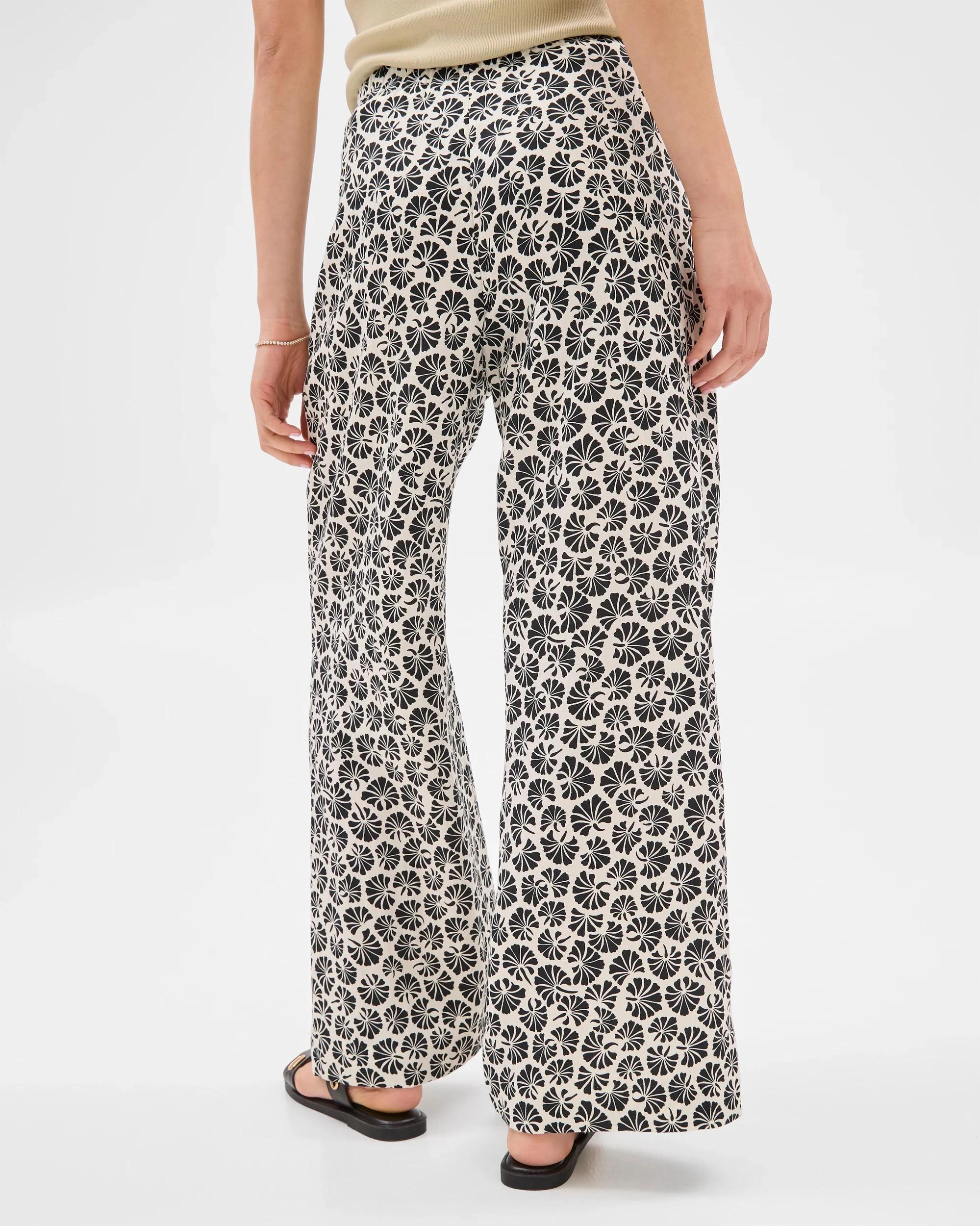 7 Summer Twill Pleat Waist Wide Leg Pants - Preview LINEAR FLORAL, 7 of 10
