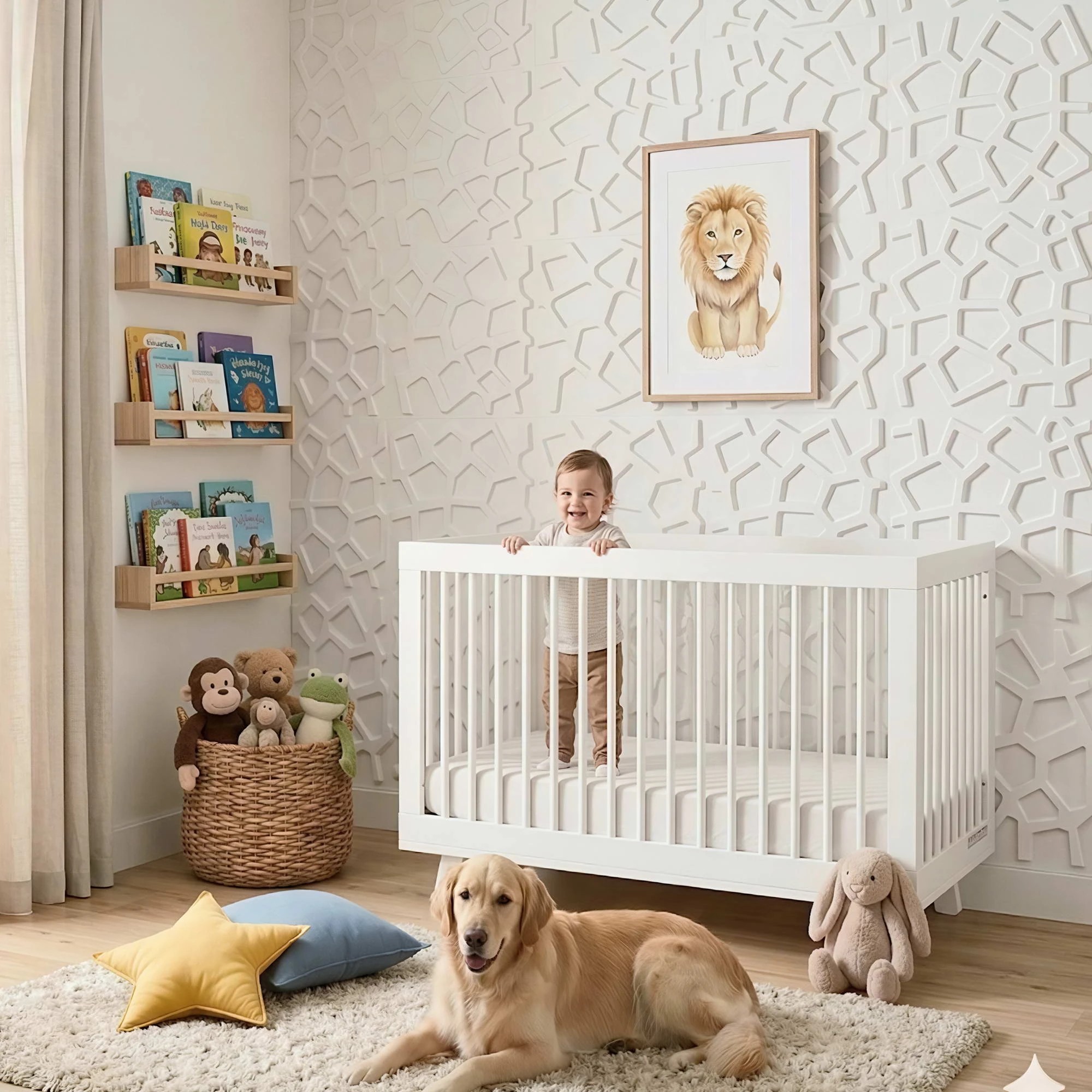 5 Artiss 3D Wall Panels PVC Decorative Panels 50x50cm Set of 15 Feature Wall Poly - White, 5 of 8