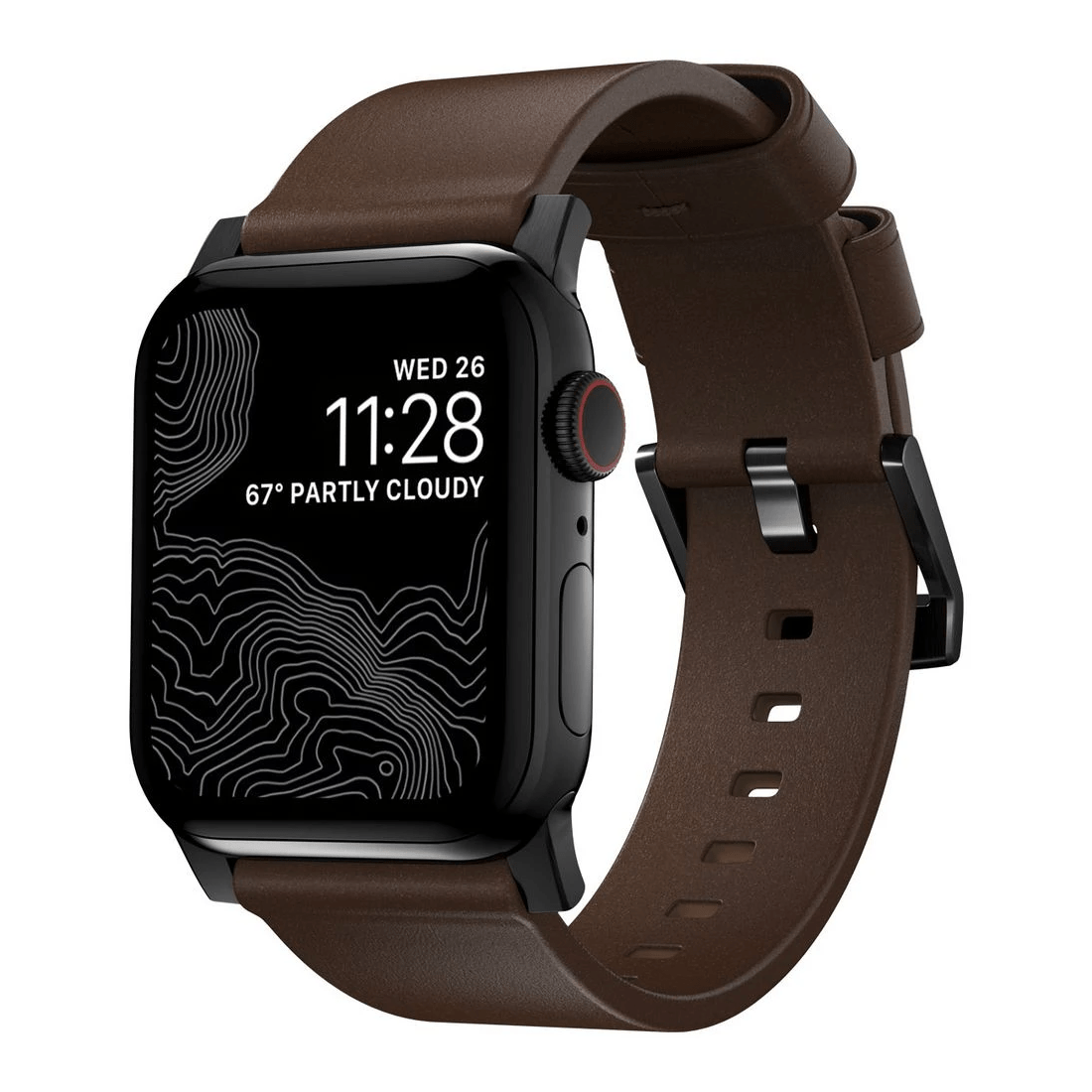 1 Nomad Apple Watch Band Leather 44-46mm Brown Black, 1 of 4