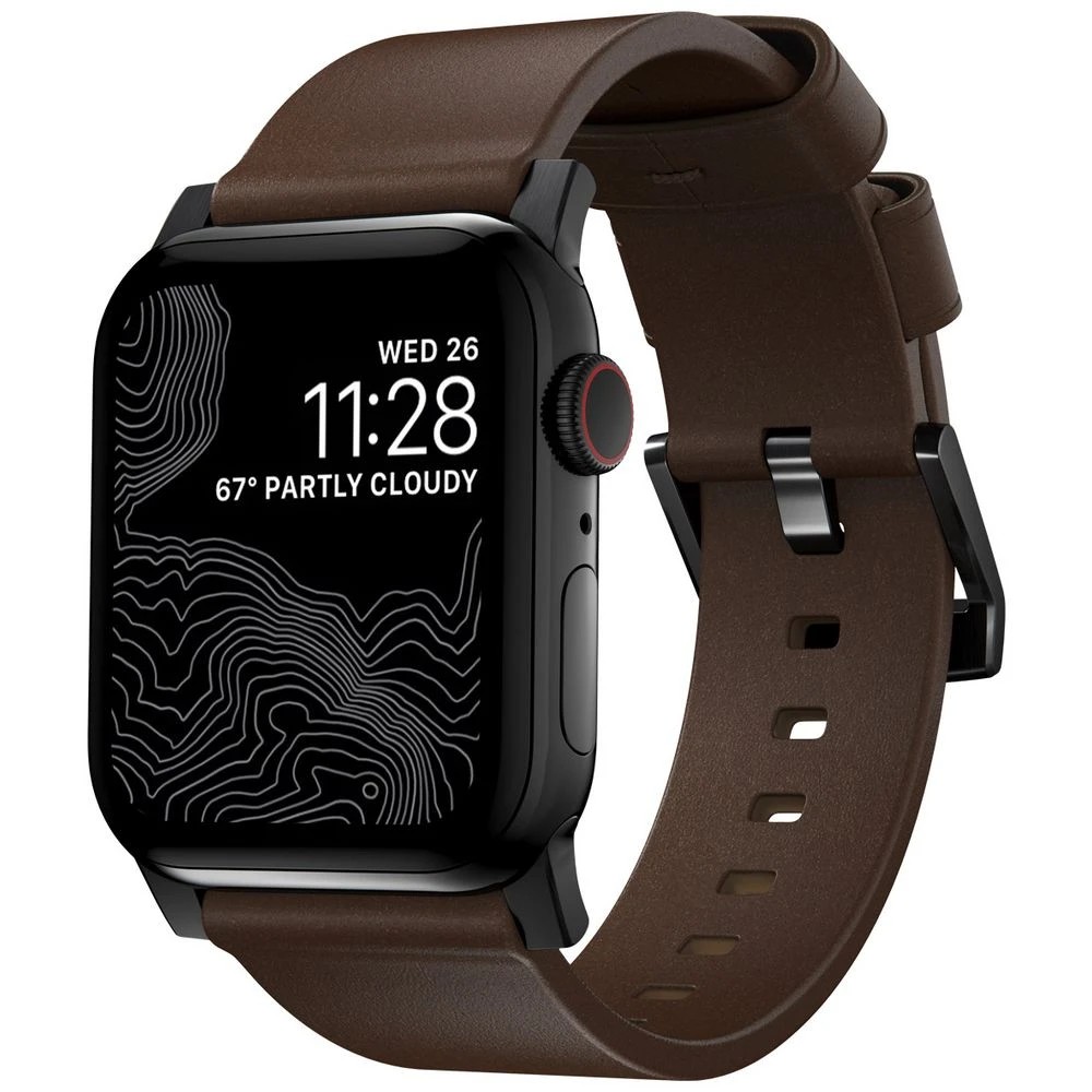 1 Nomad Apple Watch Band Leather 44-46mm Brown Black, 1 of 4