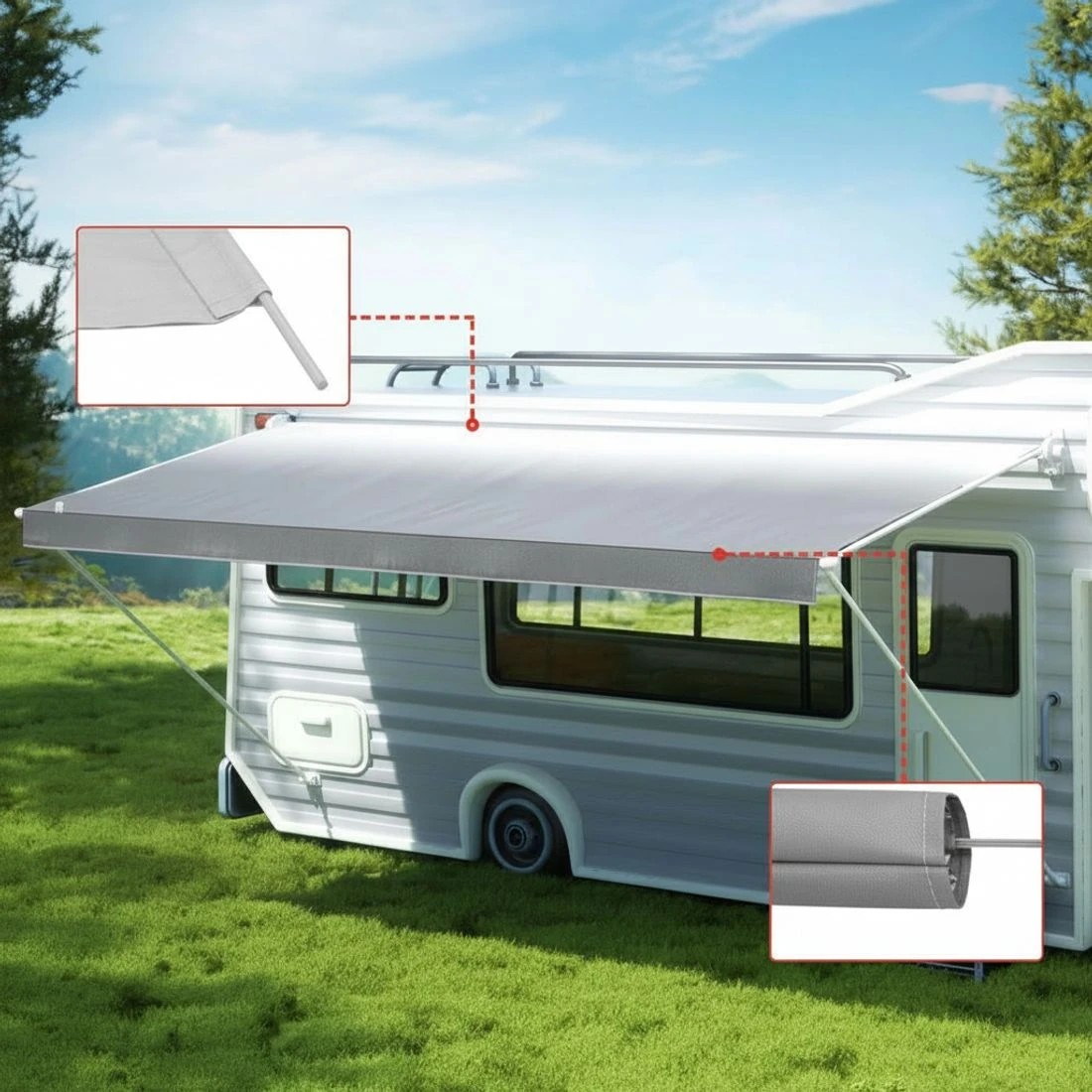 4 Weisshorn 14ft Caravan Awning RV Replacement Fabric 3.95M x 2.42M - Grey, 4 of 5