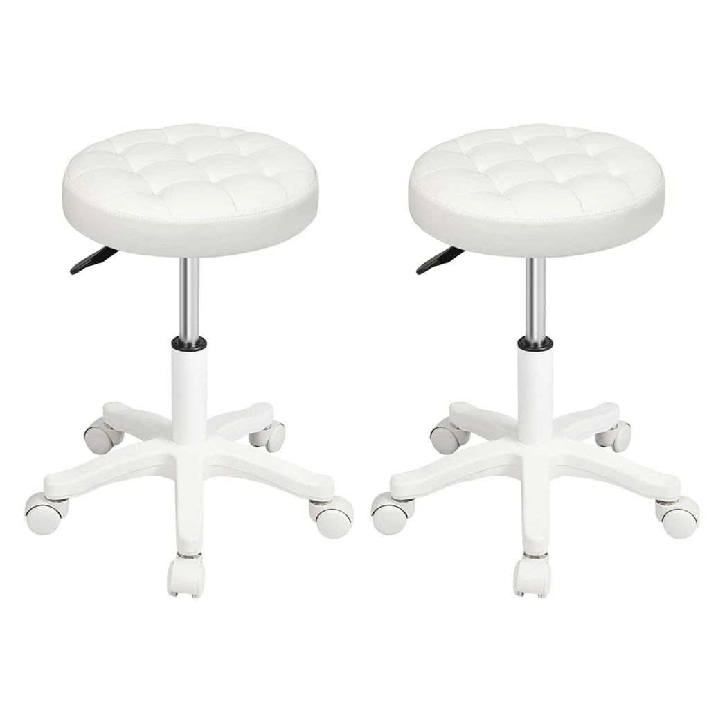 1 Levede 2pcs PU Leather Salon Bar Stools in Beige Colour, 1 of 7