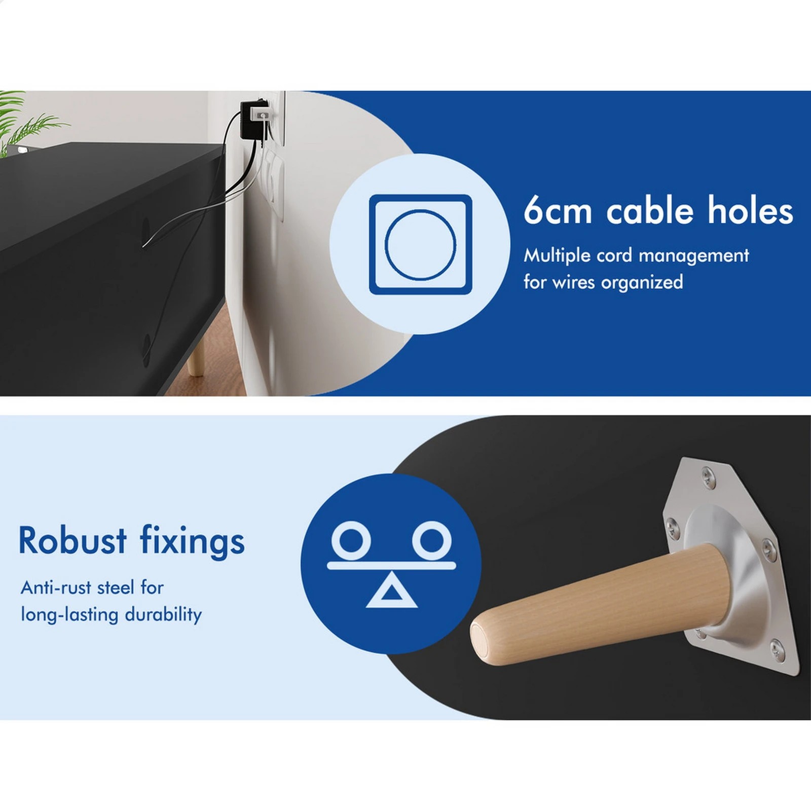 8 Alfordson Entertainment Unit 120cm TV Cabinet Stand Storage Drawer - Black, 8 of 10