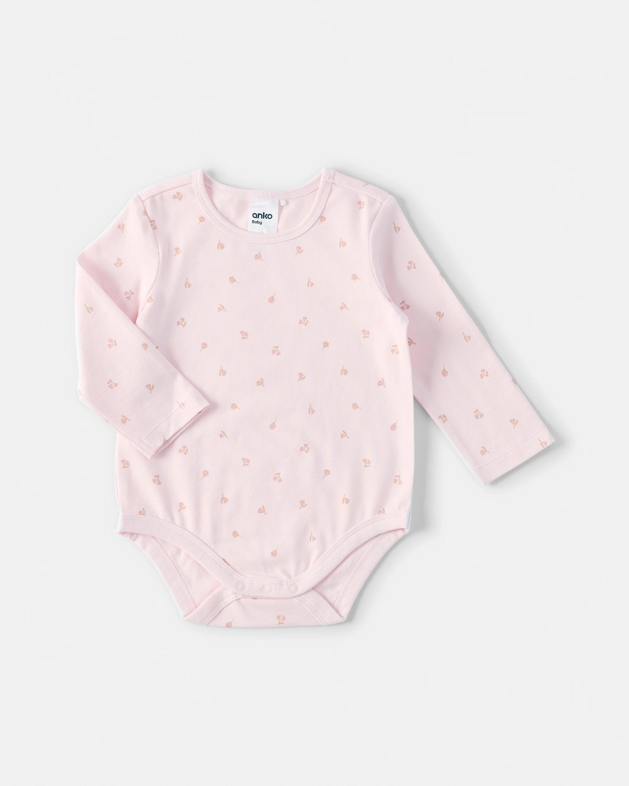 3 3 Pack Cotton Long Sleeve Bodysuits Pink Flrl, 3 of 8