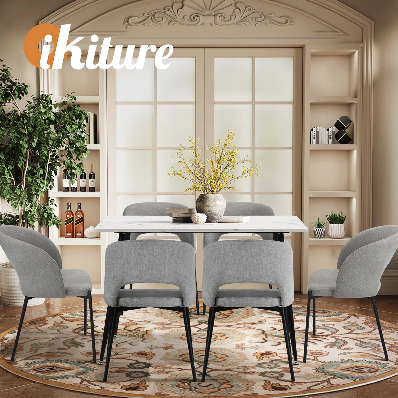 6 Oikiture 120cm Rectangle Dining Table With 6pcs Fabric Dining Chairs
 - Multi, 6 of 10