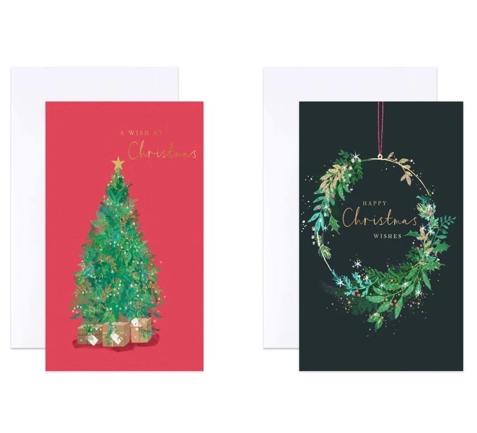 1 10 Pack Hallmark Boxed Charity Christmas Cards - Tree and Wreath, 1 of 4