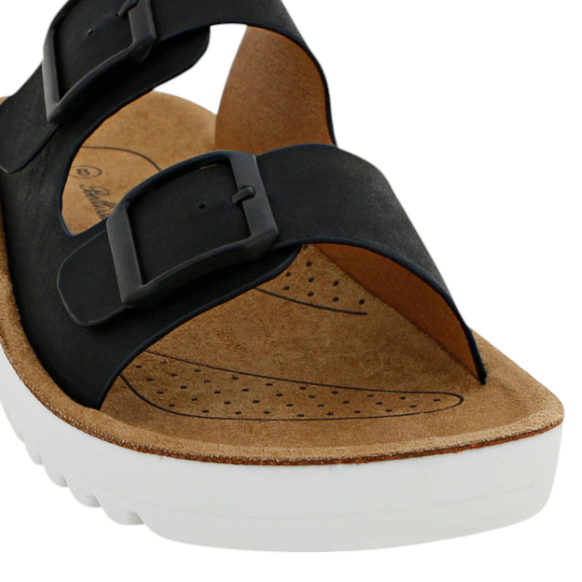 3 Bellissimo Womens Meg Slide Sandals BLACK/WHITE, 3 of 3