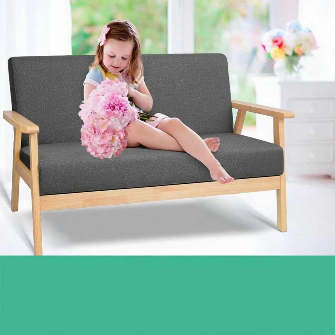 5 Artiss 2-Seater Sofa Armchair Skane - Grey, 5 of 8