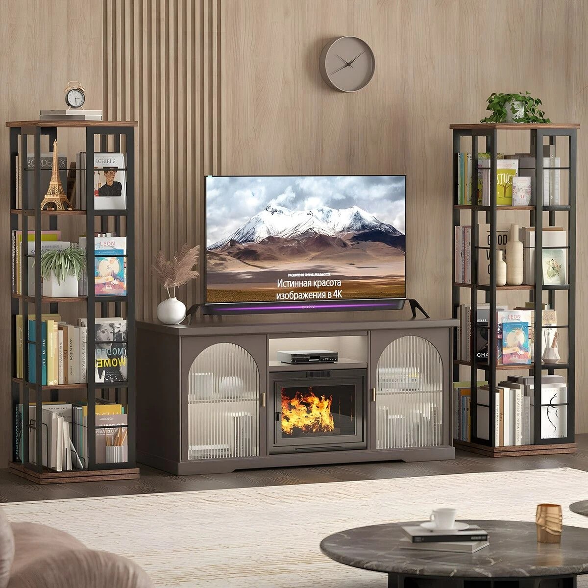 3 LUXSUITE 4 Tier Rotating Bookshelf Bookcase Vertical Corner Display Storage, 3 of 5