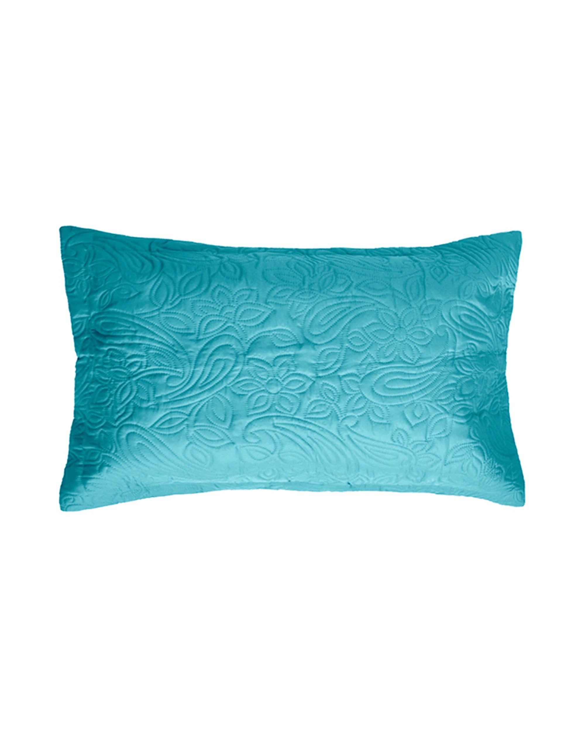 2 Bambury Paisley Embossed Microfibre Lightweight  Coverlet Set  Peacock -  Queen/King - Blue, 2 of 4