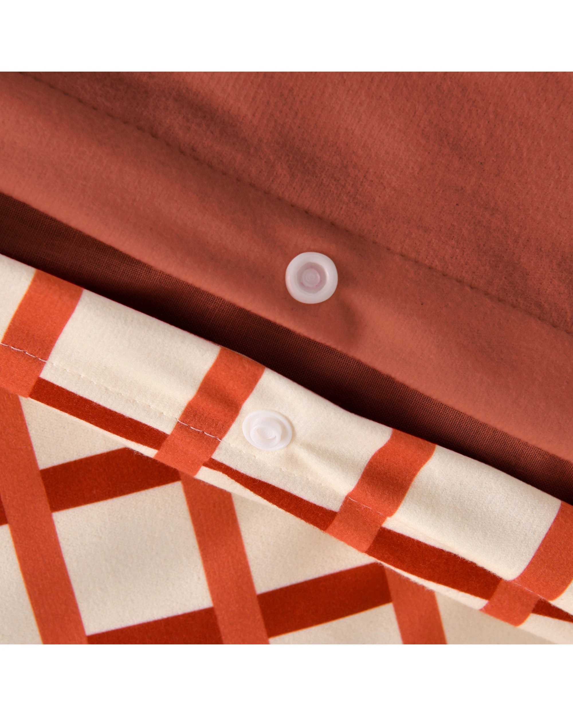 6 Dreamaker Micro Flannel Reversible Grid Quilt Cover Set - Queen Bed - Sienna, 6 of 9