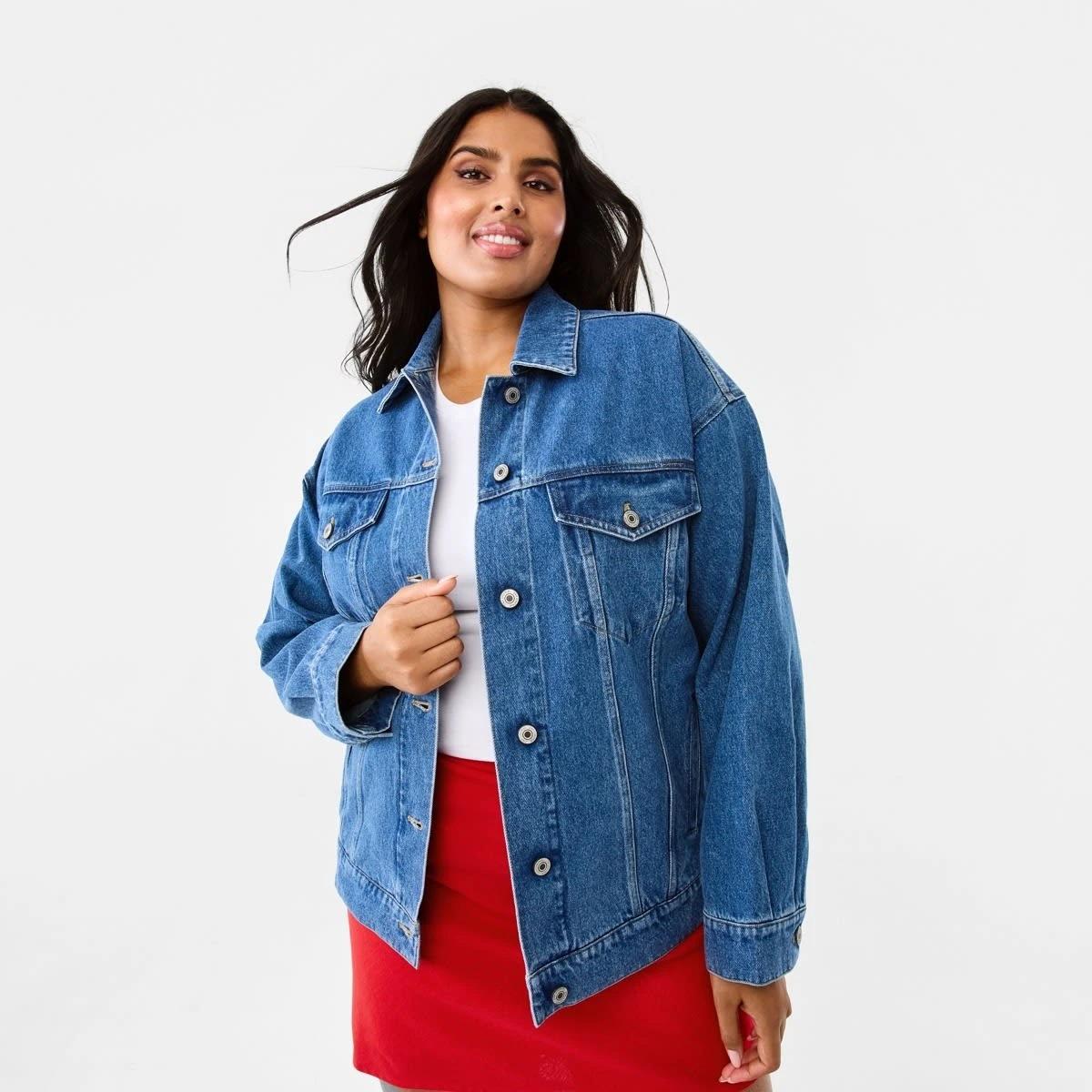 3 Oversized Denim Jacket Mid Wash, 3 of 10