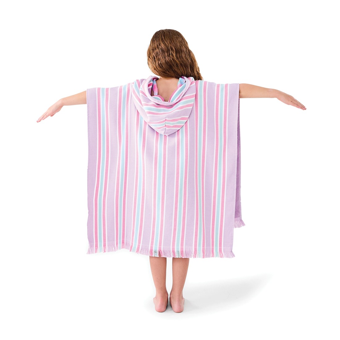 4 Kids Hooded Turkish Beach Towel - Lilac and Green, 4 of 9