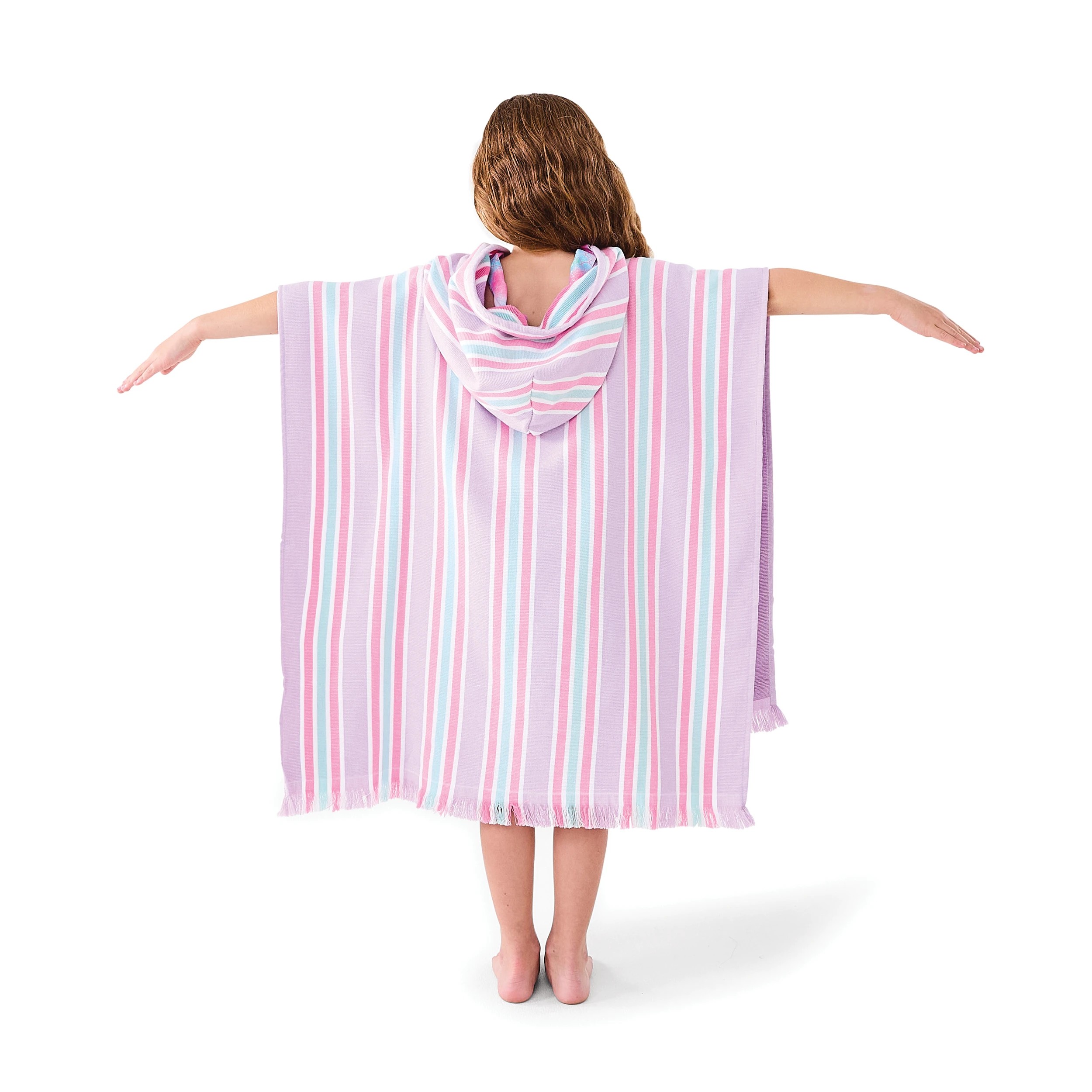 4 Kids Hooded Turkish Beach Towel - Lilac and Green, 4 of 9