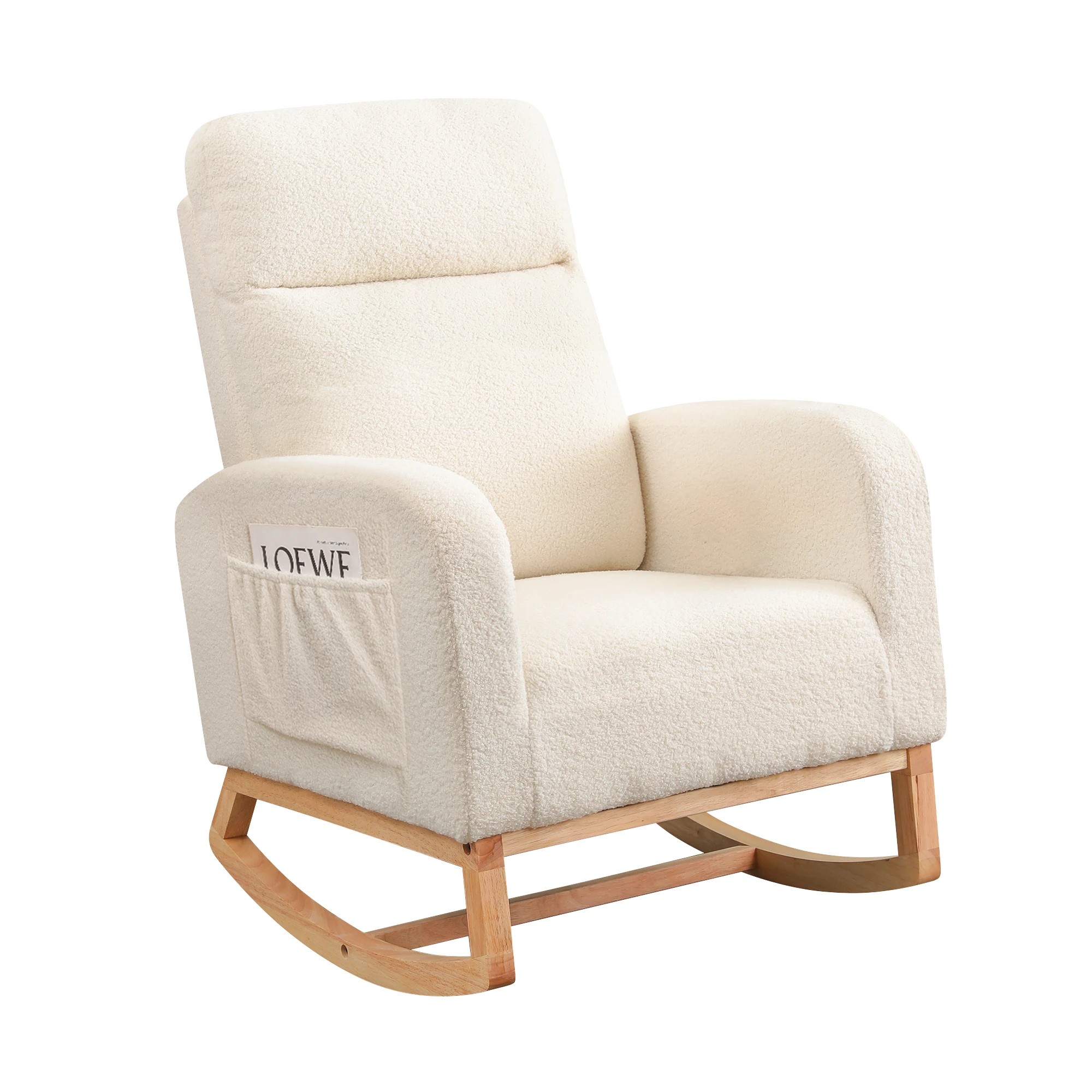 2 Levede Rocking Chair Beige With Cushion & Stool, 2 of 7
