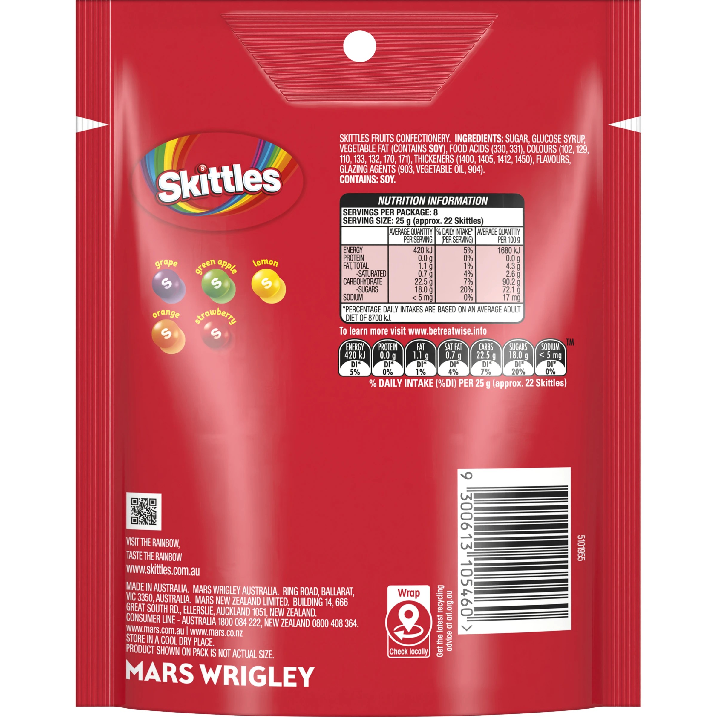 2 Skittles Fruits Chewy Lollies Snack and Share Bag 200g, 2 of 6