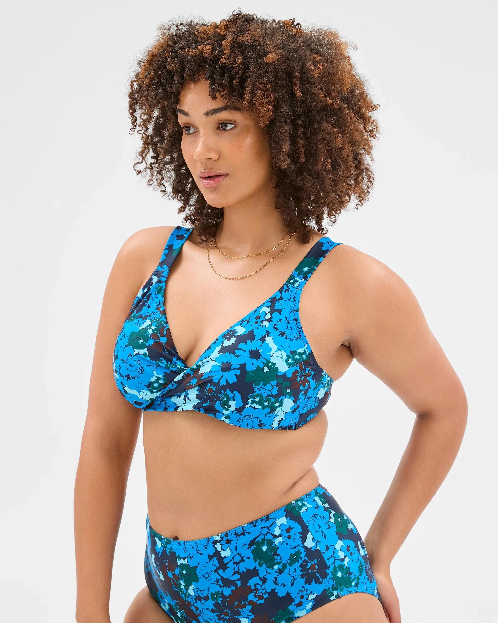 3 Target Resort Plunge Twist Bikini Top - Shape Your Body NAVY STENCIL FLORAL, 3 of 10