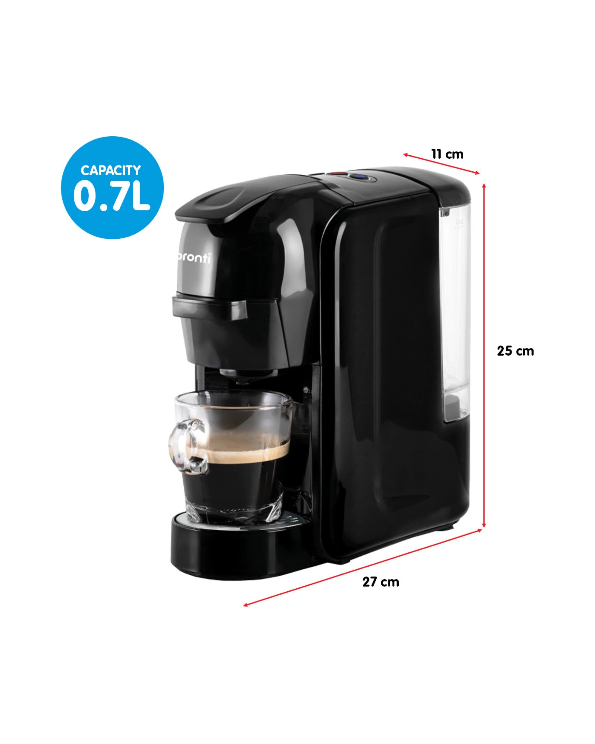 3 Pronti HomeMaid 3-in-1 Coffee Machine Multi-Capsule Pods Ground Coffee Nespresso Caffitaly Compatible CM-511HM, 3 of 10
