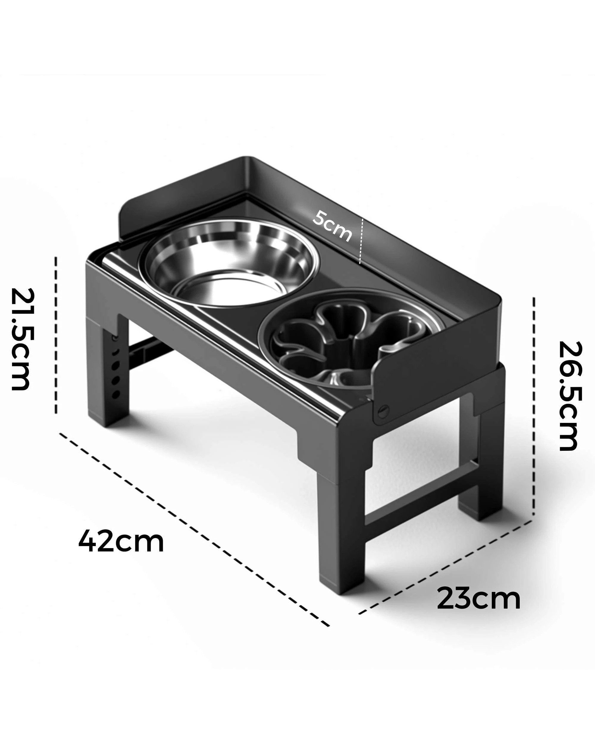 7 Advwin Elevated Pet Feeder 6 Height Adjustable Raised Dog Cat Slow Food Water Bowl, 7 of 7