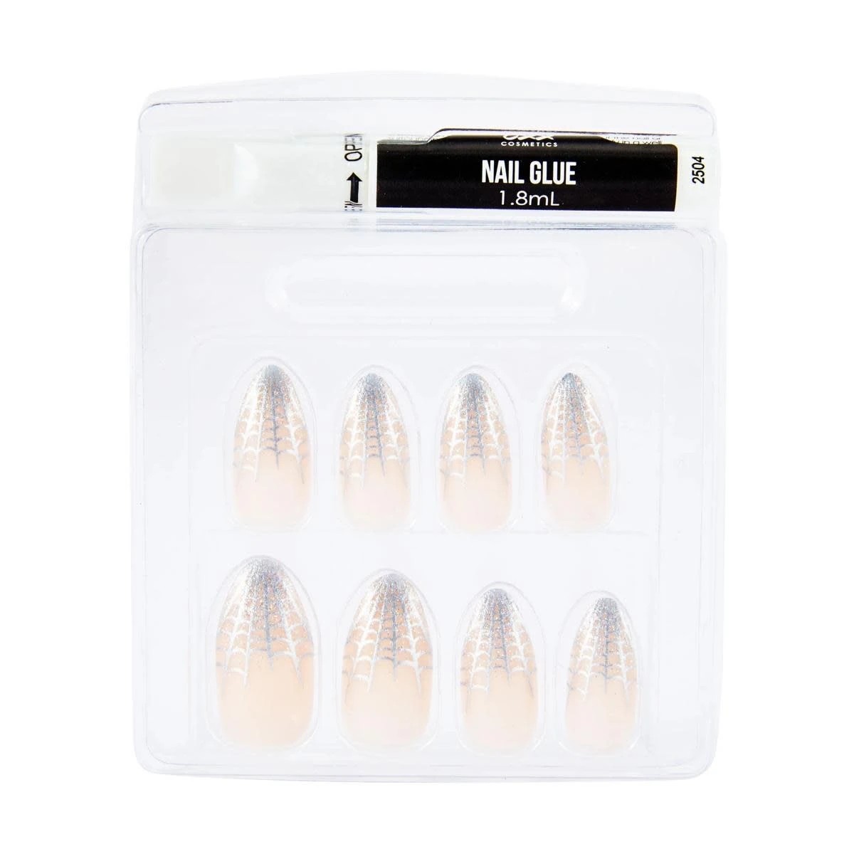 3 OXX Cosmetics Halloween 24 Pack Artificial Nails with Adhesive - Stiletto Shape, Gem Webs, 3 of 4