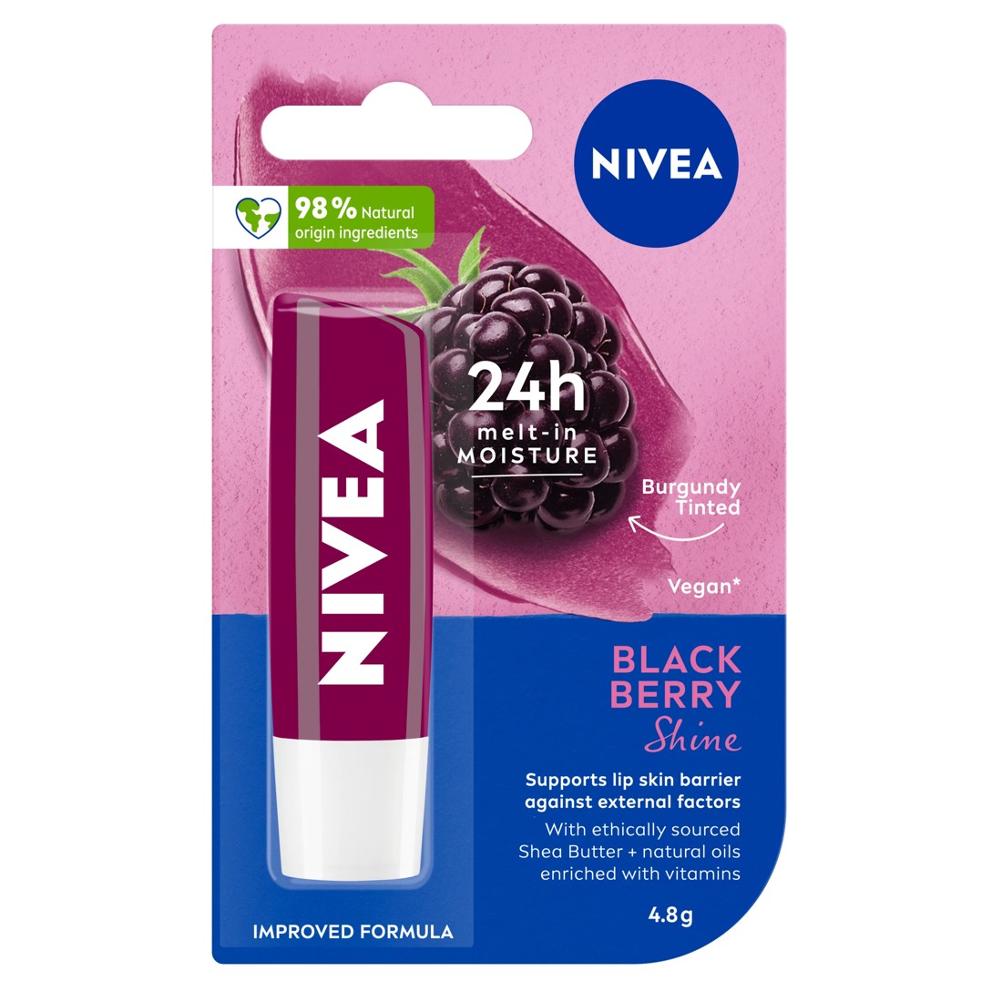 1 Nivea Blackberry Shine Caring Lip Balm 4.8g, 1 of 7