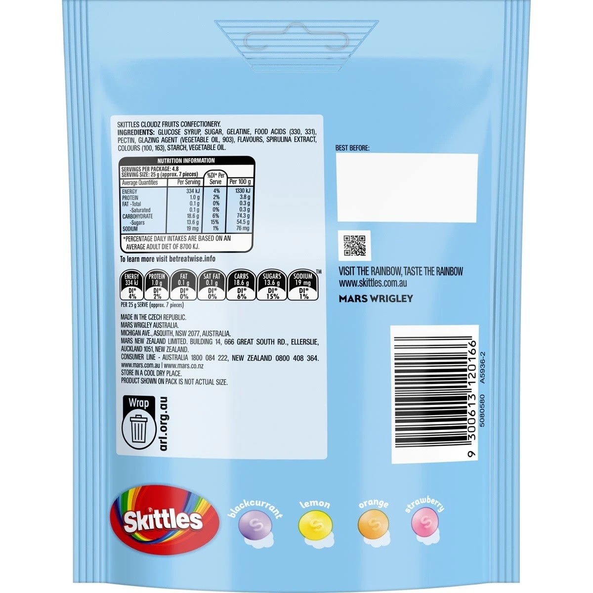 2 Skittles Cloudz Fruits Chewy Lollies 120g, 2 of 6