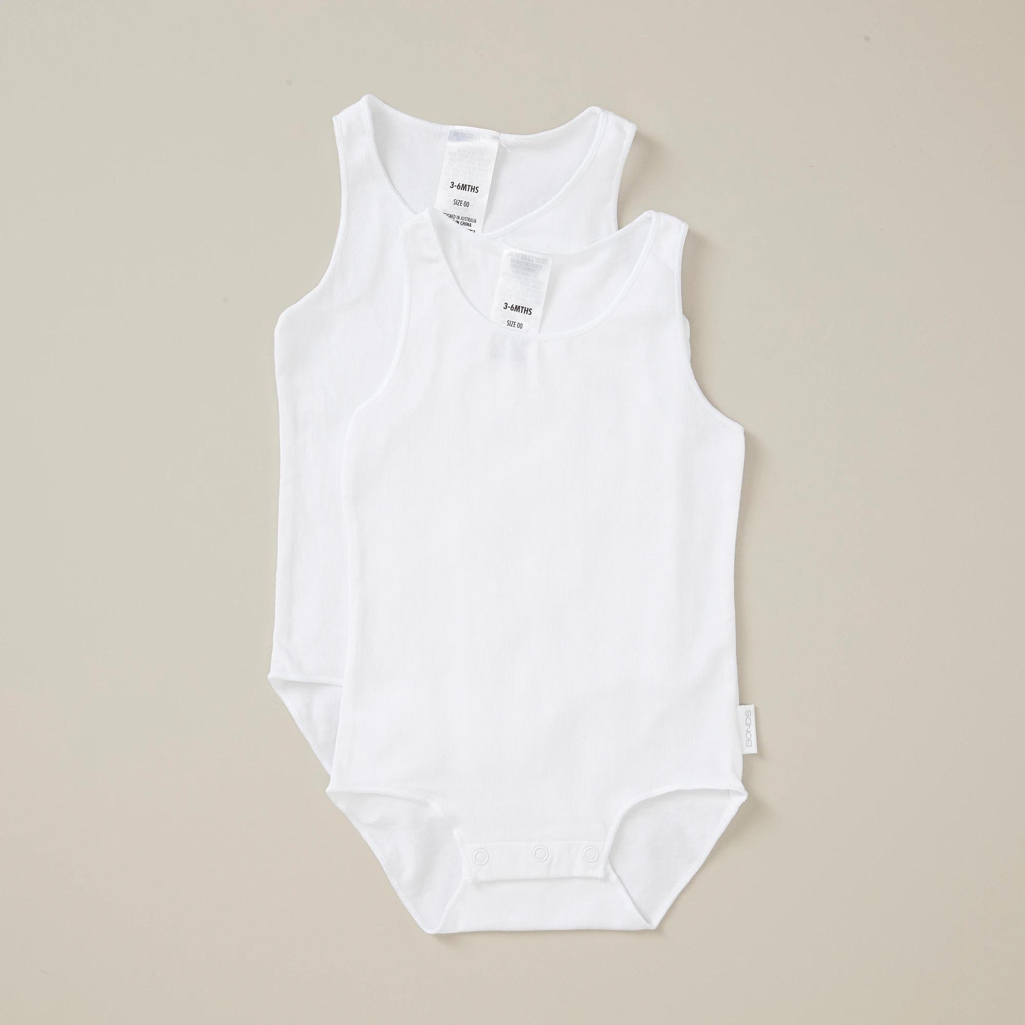 1 Bonds Baby Wonderbodies Singletsuits’ 2 Pack WHITE, 1 of 4