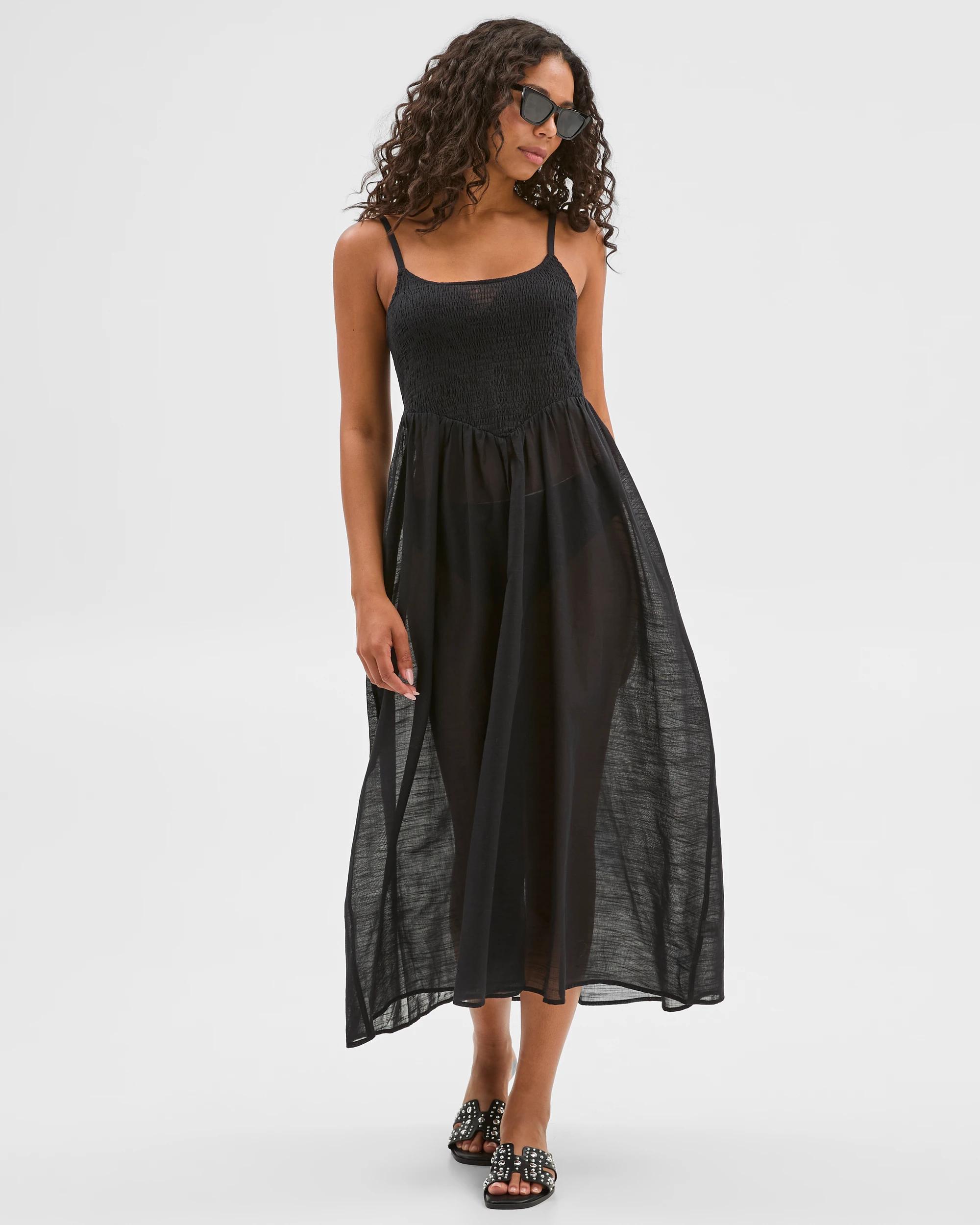 2 Target Resort Shirred Midi Dress BLACK, 2 of 6