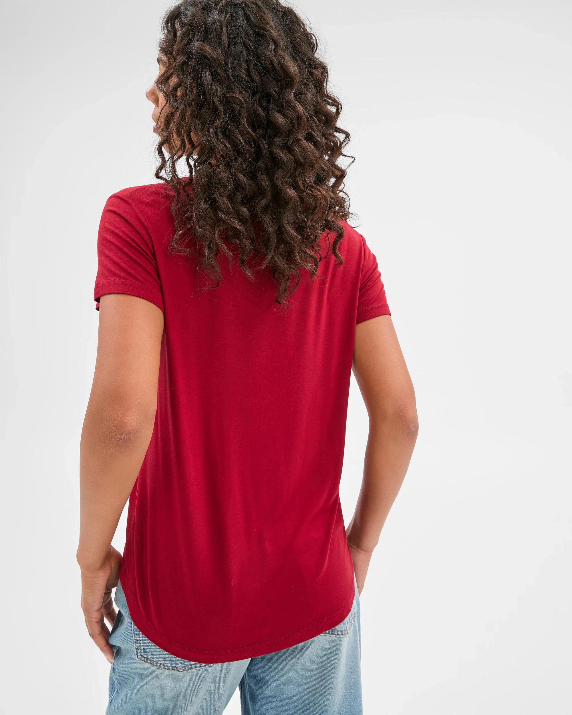 4 Target Woman Short Sleeve V-Neck T-Shirt RHUBARB, 4 of 6