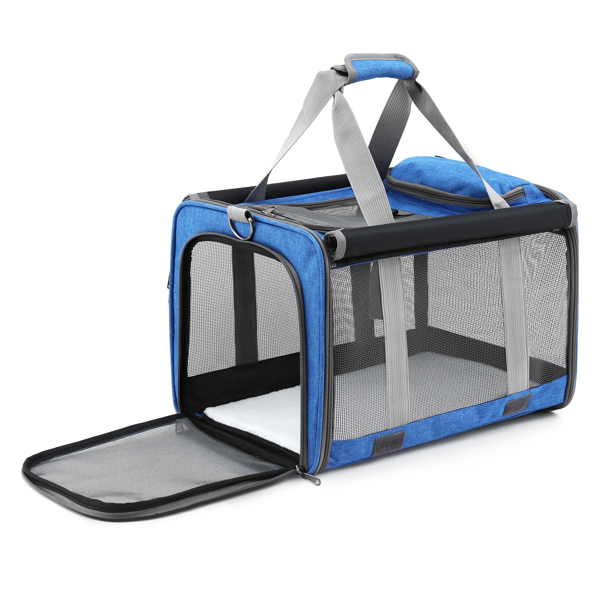 1 i.Pet Pet Carrier Bag Foldable Dog Cat Durable Crate Travel Cage Portable Car - Blue, 1 of 8