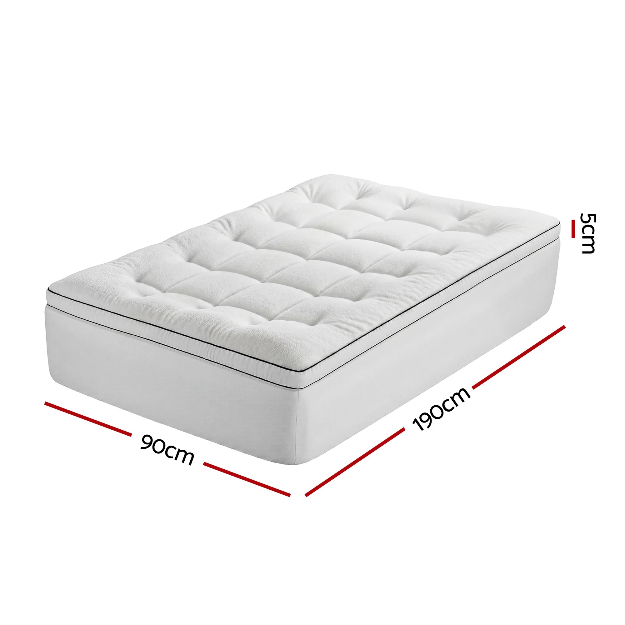 2 Giselle Bedding Single Mattress Topper 5cm Coral Fleece - Single Bed - White, 2 of 9