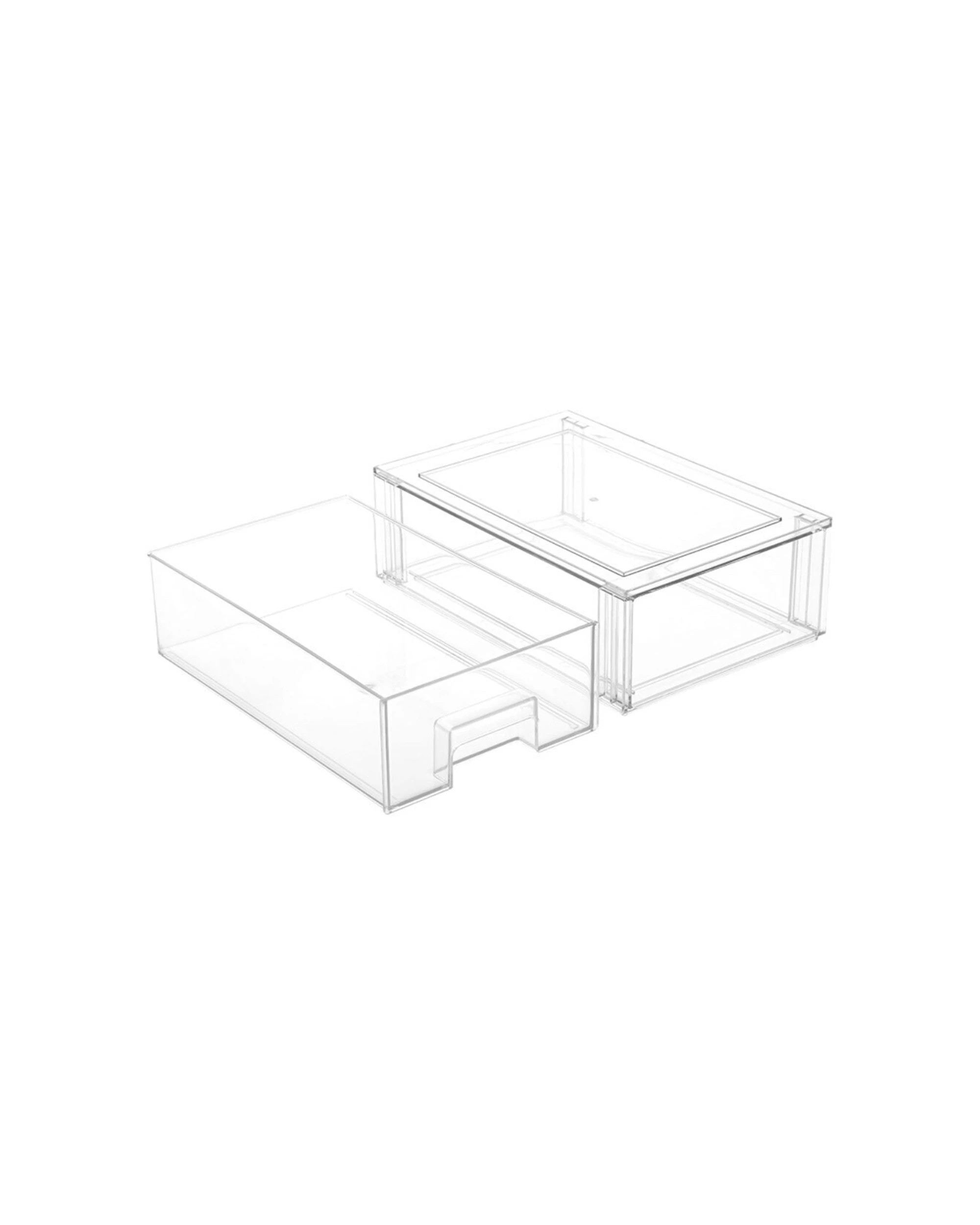 6 BOXSWEDEN Crystal Stackable Organiser Drawer 32cm Storage 2PK Durable Material
 - plain, 6 of 6