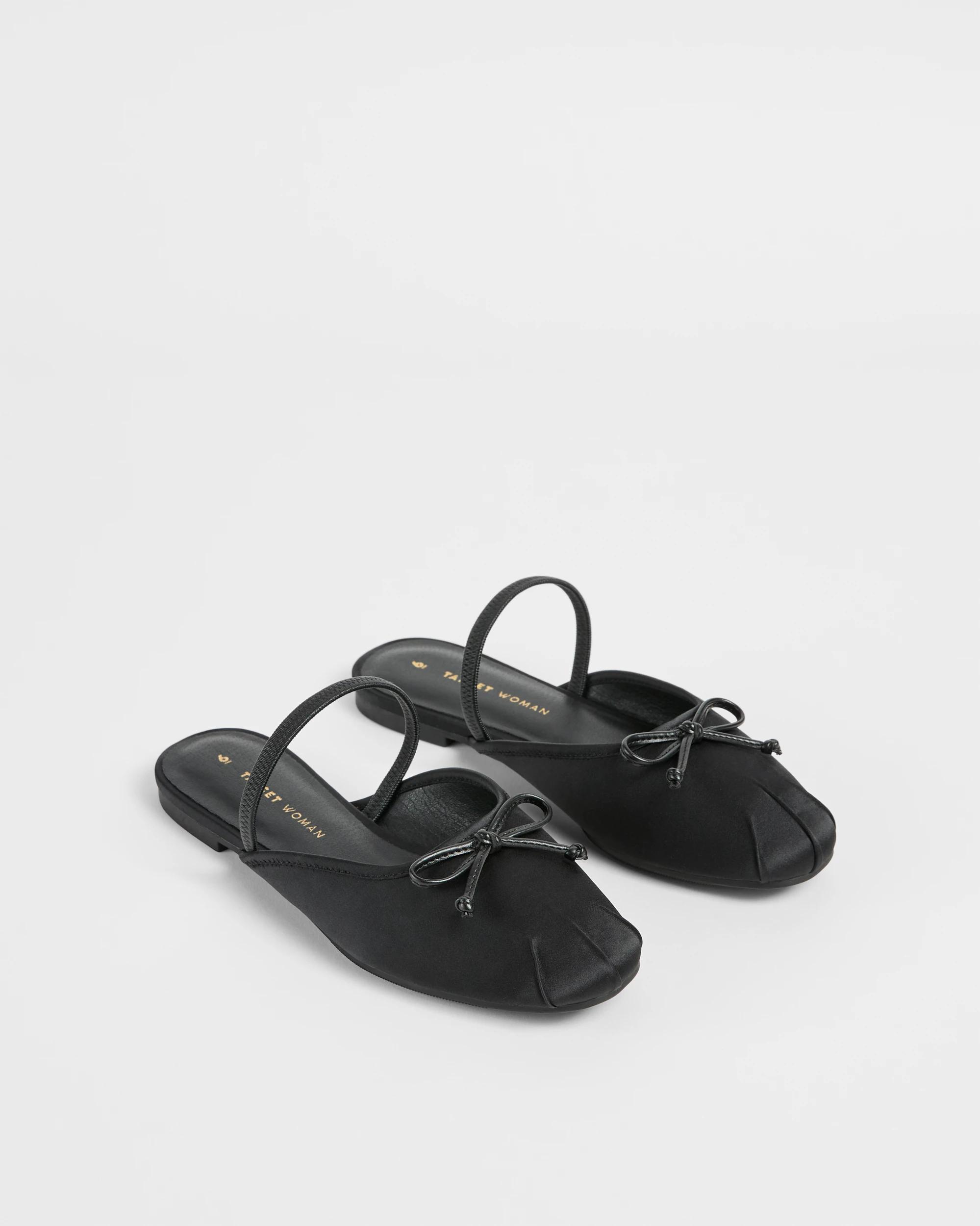 3 Target Womens Elastic Back Ballet Flat - Ella BLACK SATIN, 3 of 3