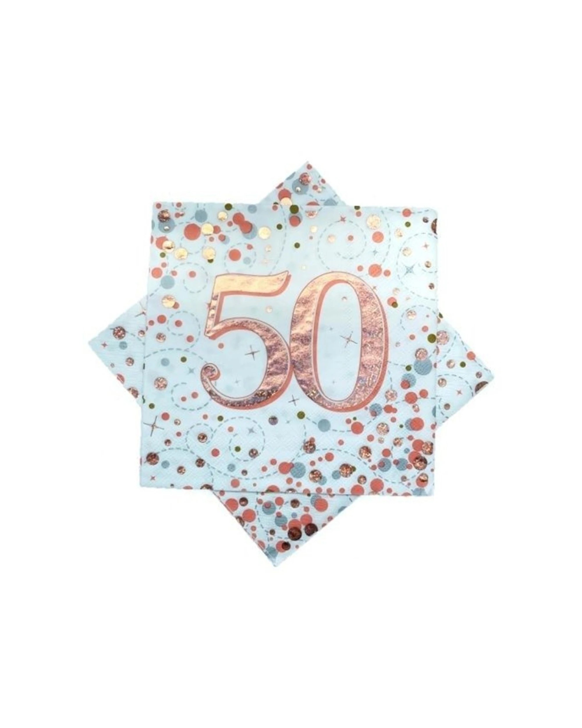 1 Alpen 16pc Sparkling Fizz Napkins 50th Birthday 33cm Rose - Gold, 1 of 1