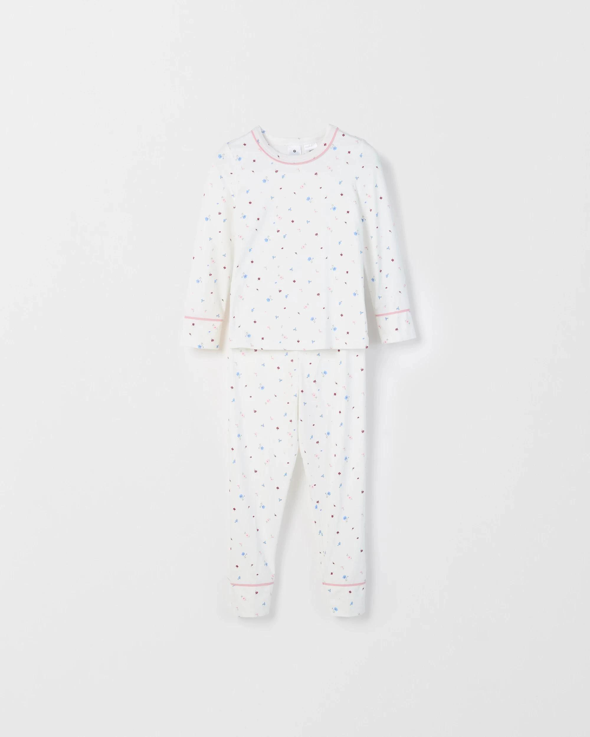7 Target Kids Bamboo Younger Girls Long Sleeve Top and Pants Pyjama Set WHITE FLORAL, 7 of 9