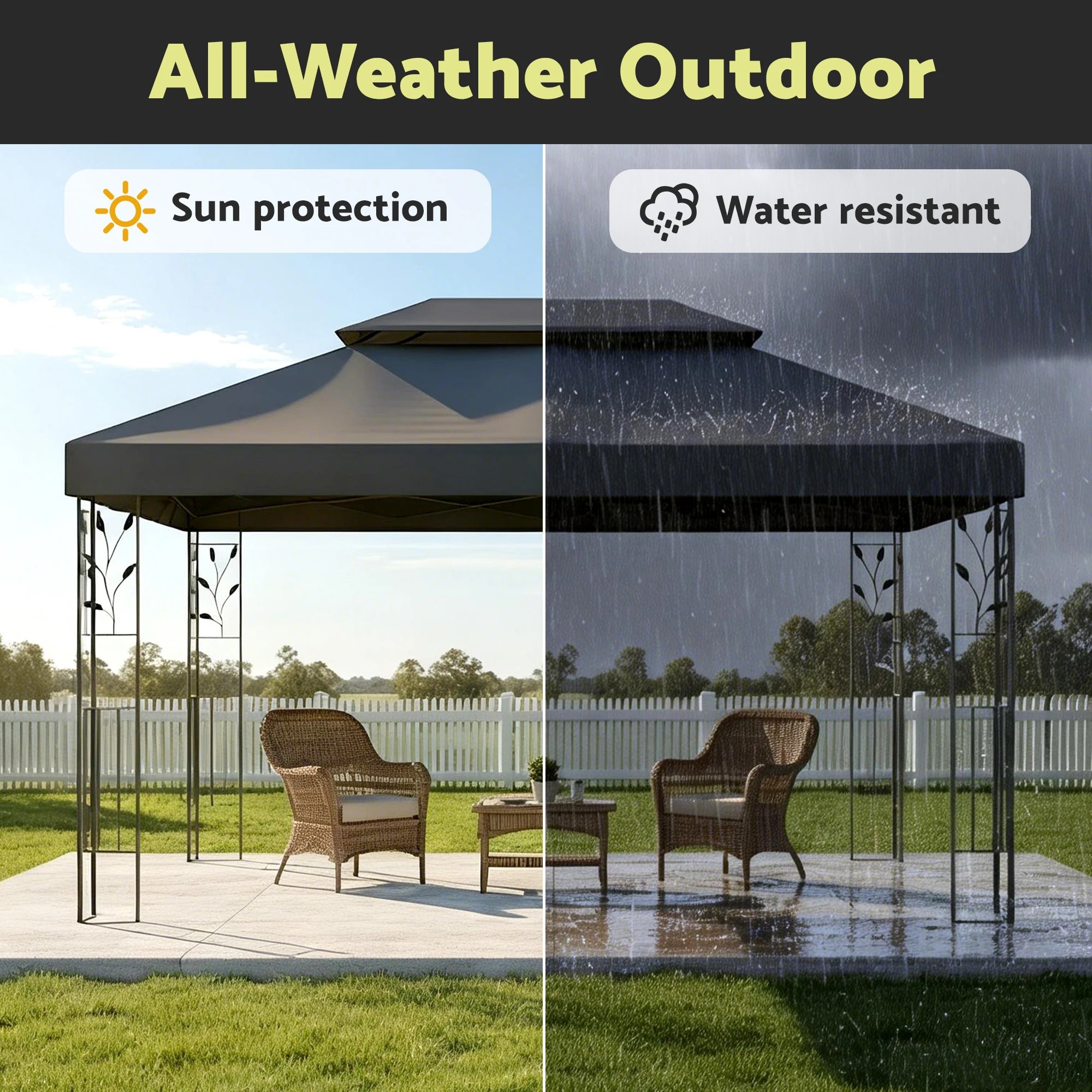 4 Instahut Gazebo 4x3m Marquee Outdoor Wedding Party Event Tent Home Iron Art Shade - Grey, 4 of 6