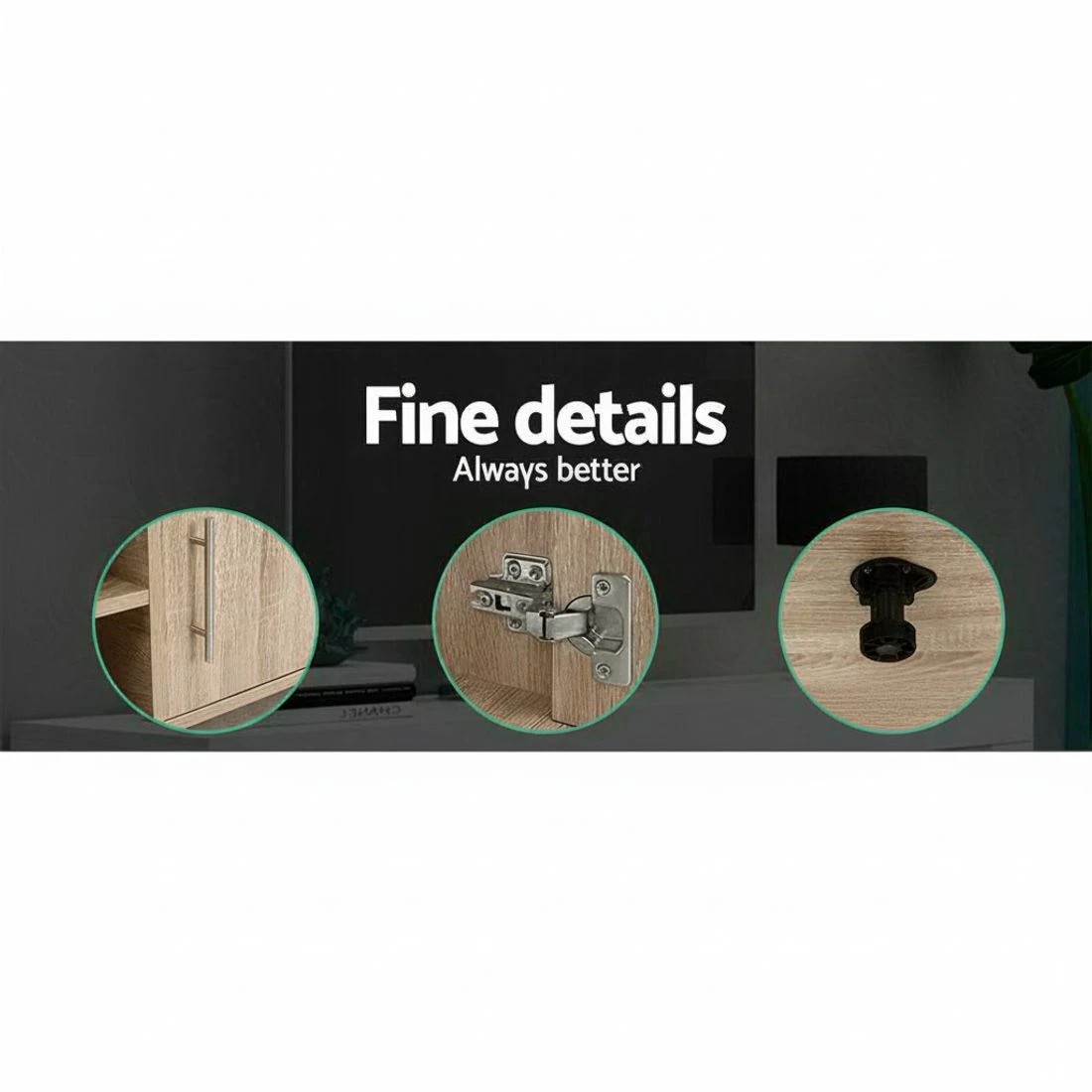 6 Artiss TV Cabinet Entertainment Unit 140cm Oak Ken - Natural, 6 of 7