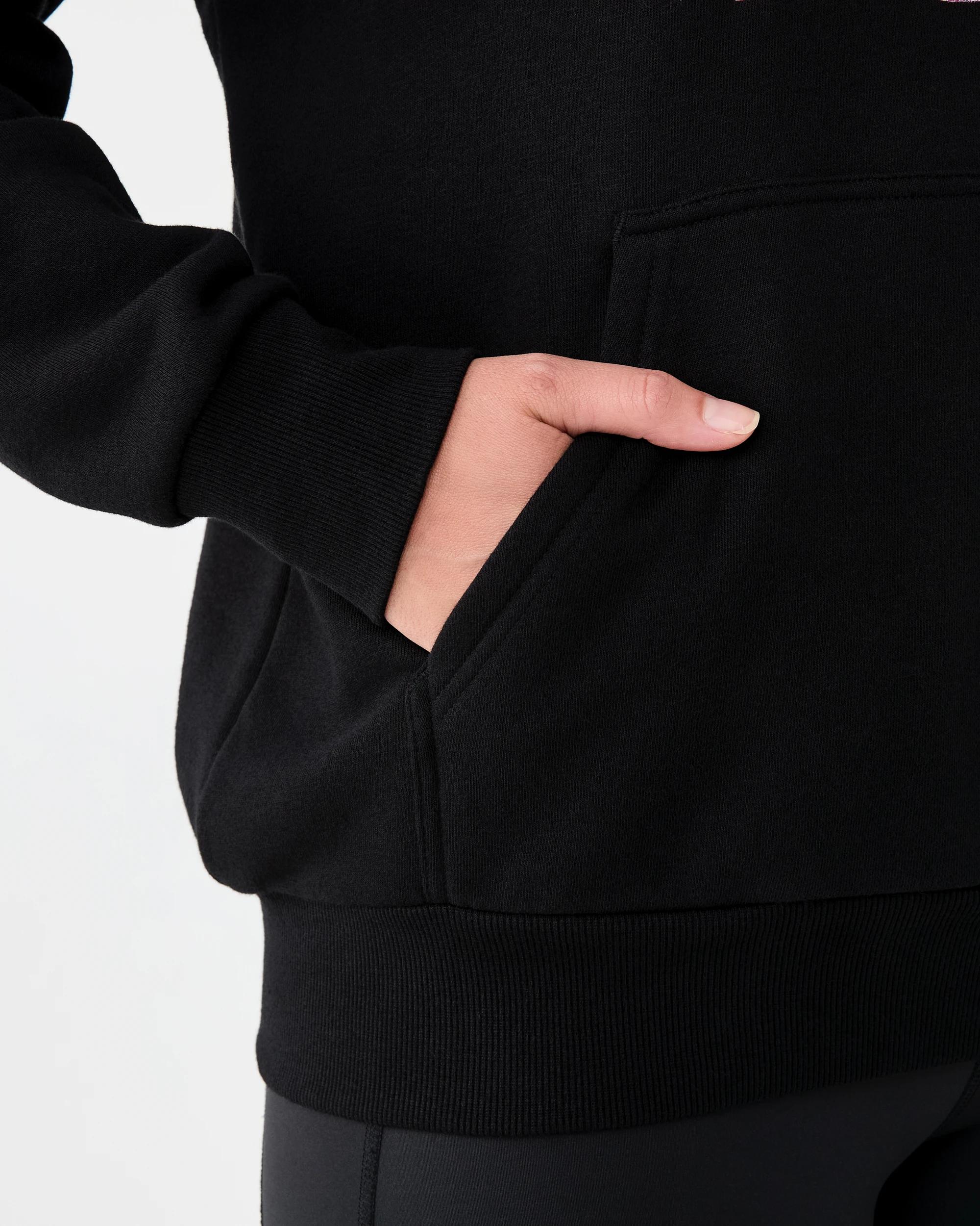 6 Active Womens Graphic Fleece Hoodie Black, 6 of 10