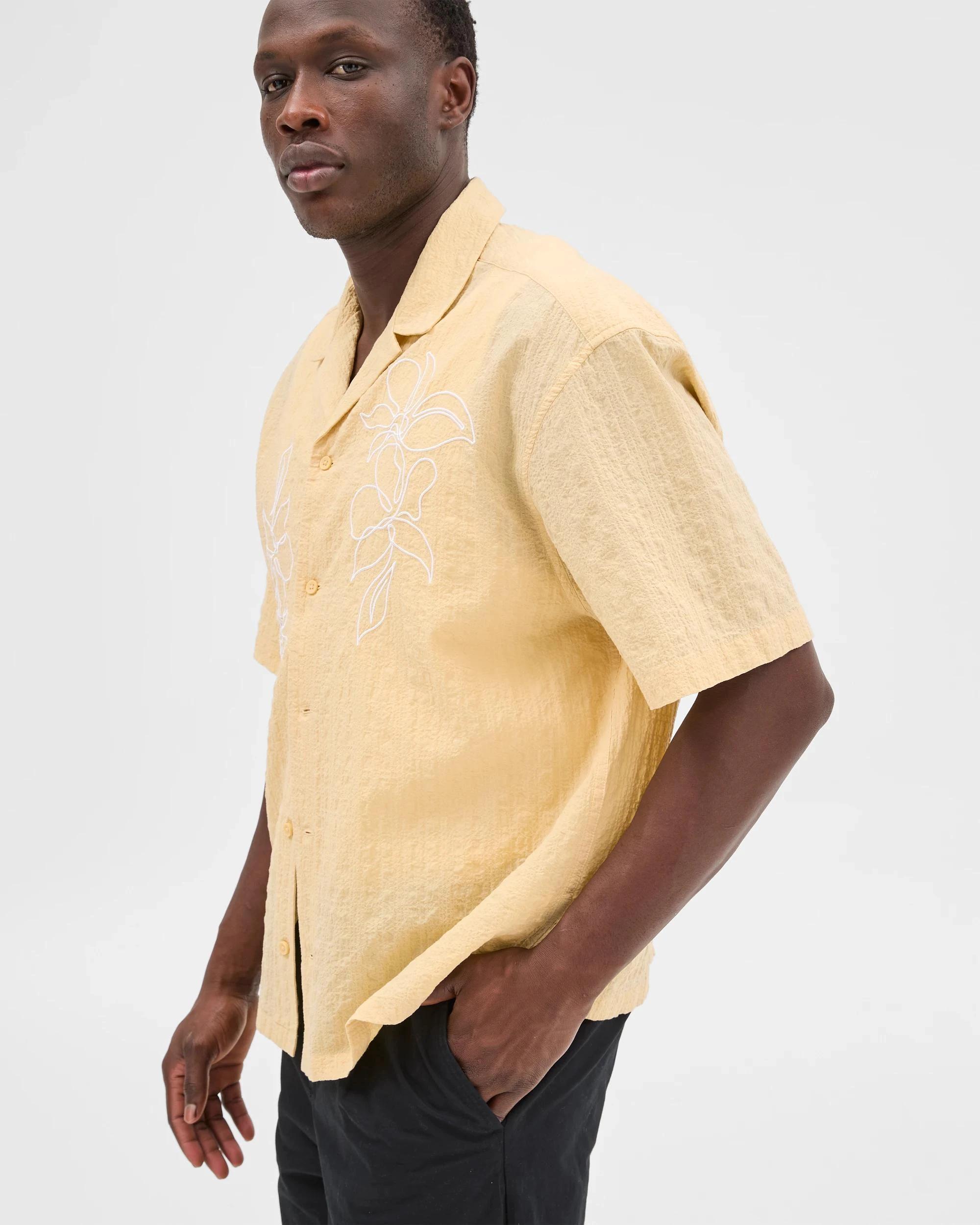 5 Australian Cotton Rich Short Sleeve Shirt - Commons FLORAL SOYABEAN, 5 of 6