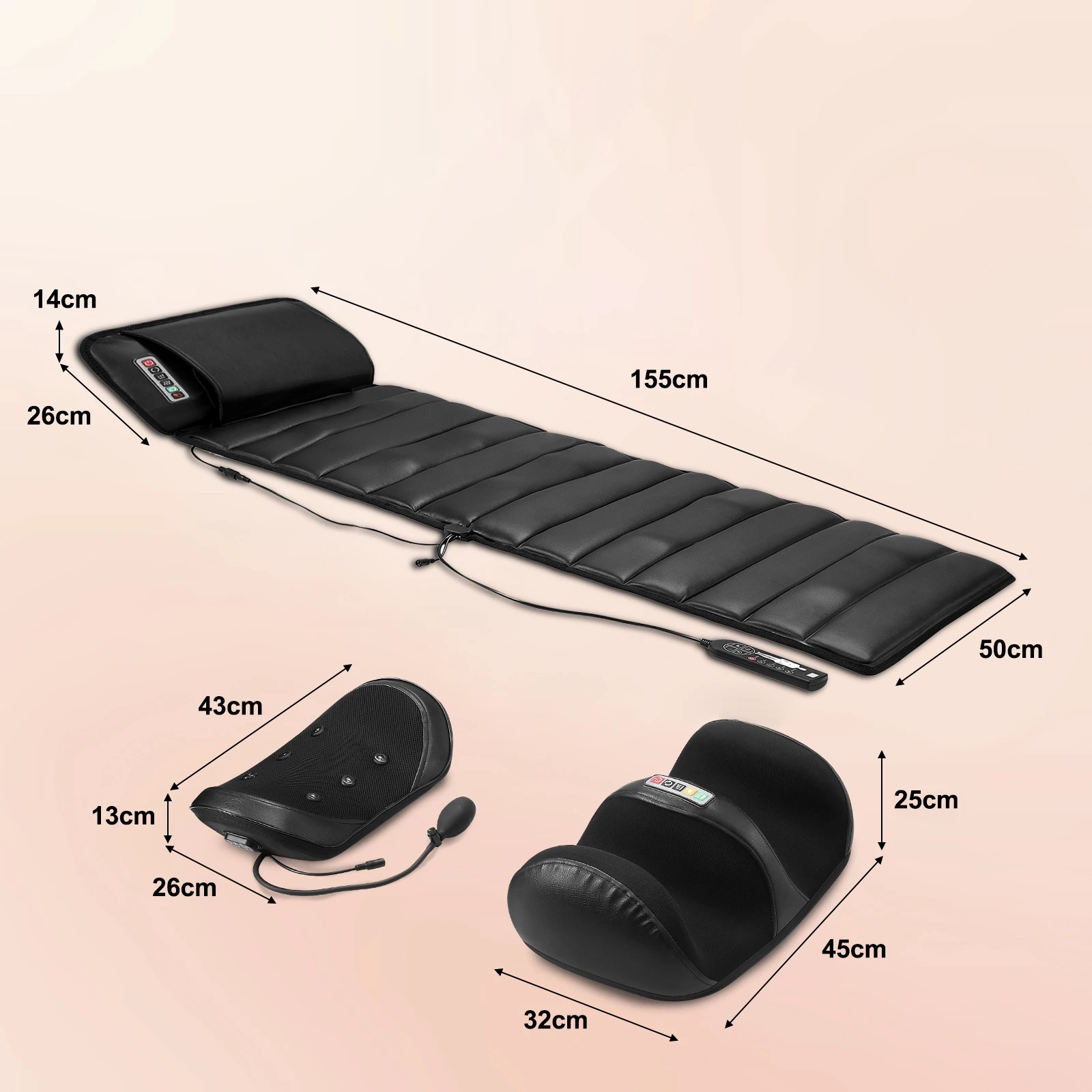 6 HOMASA Full Body Massage Mat Heated Foot Back Massager Shiatsu Vibration Lumbar Support Neck Leg Relax Electric Heating, 6 of 7