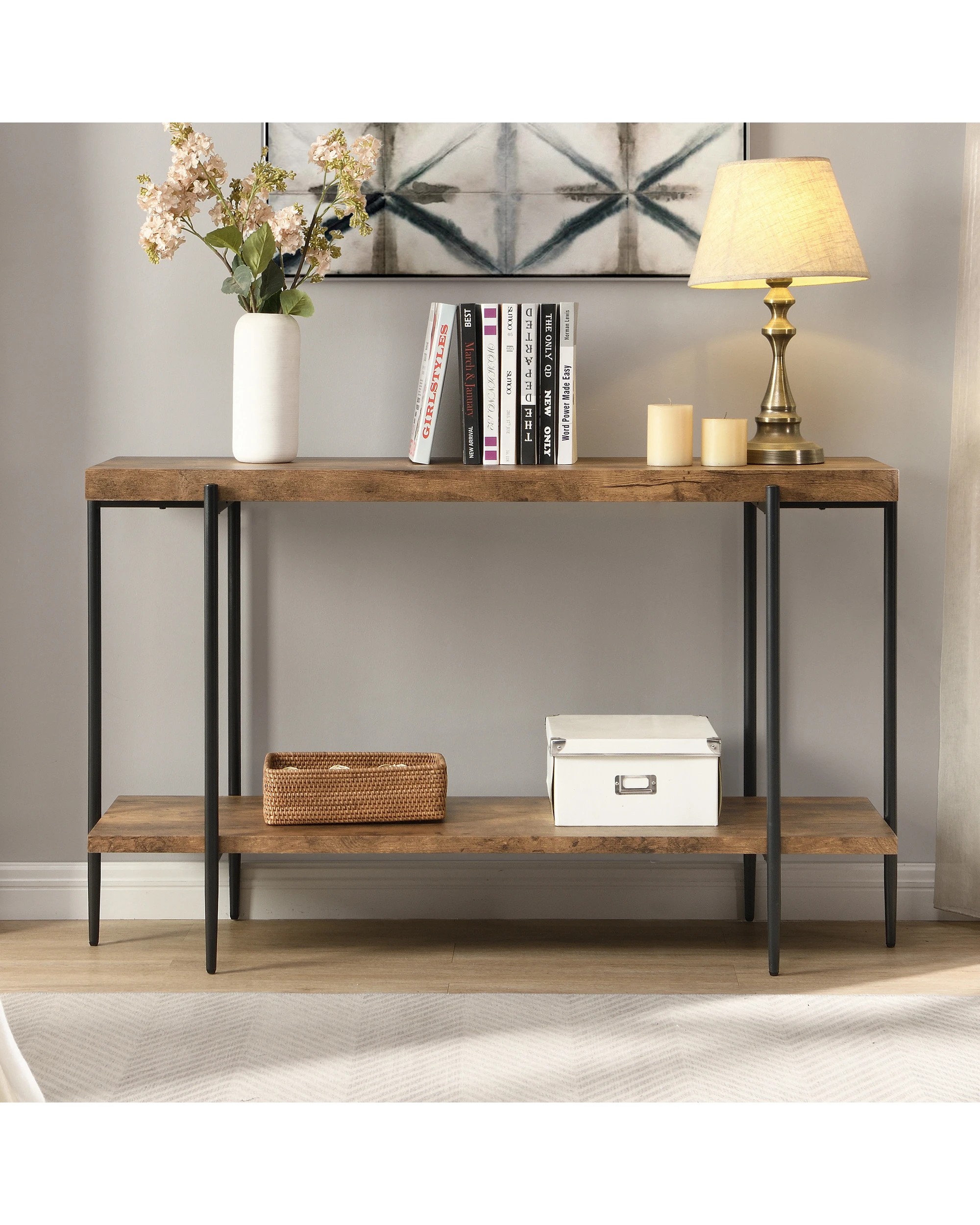 3 IHOMDEC 135cm Industrial Retro Console Sofa Table, 3 of 5