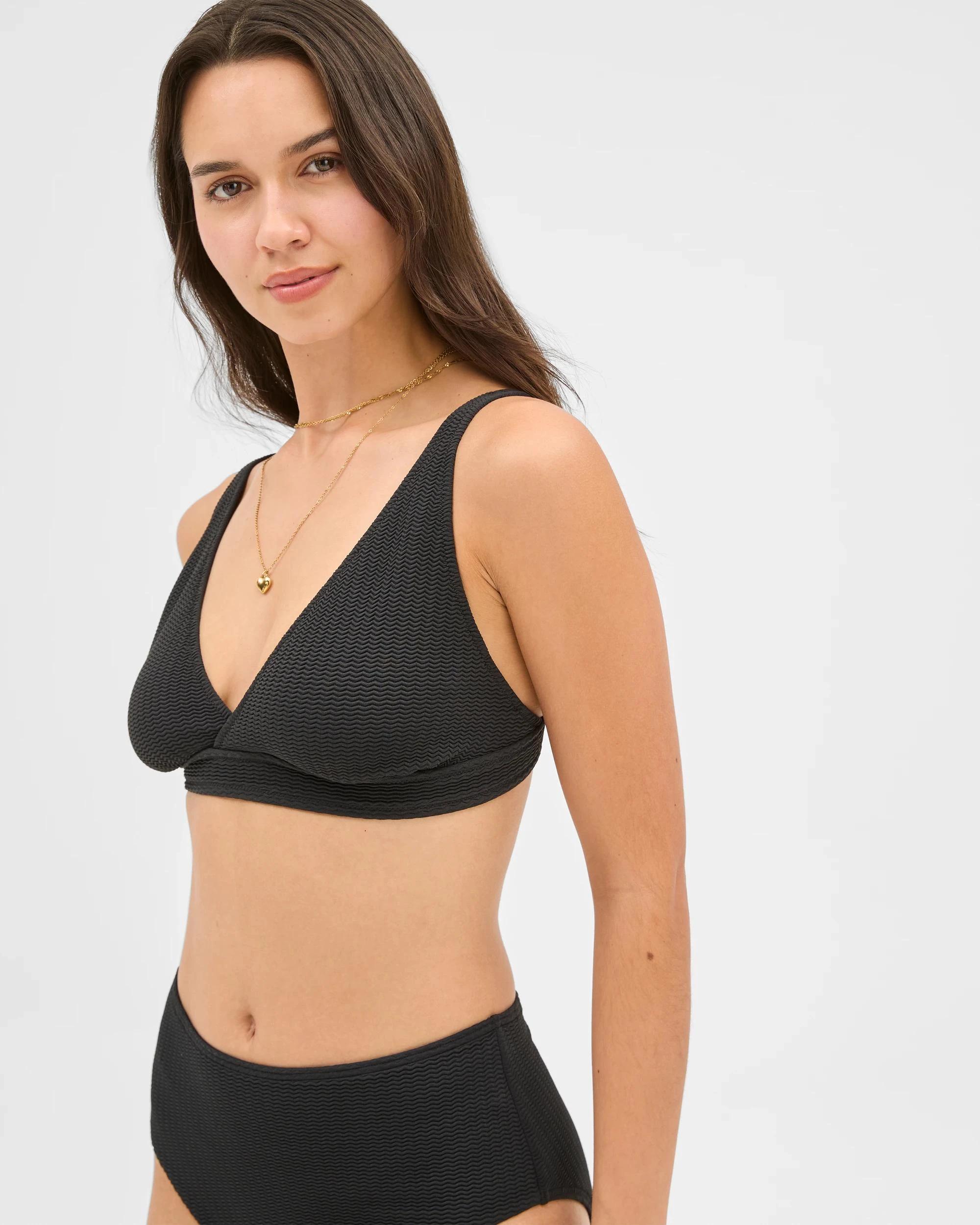 4 Target Resort Crinkle Plunge Swim Bikini Top BLACK, 4 of 10