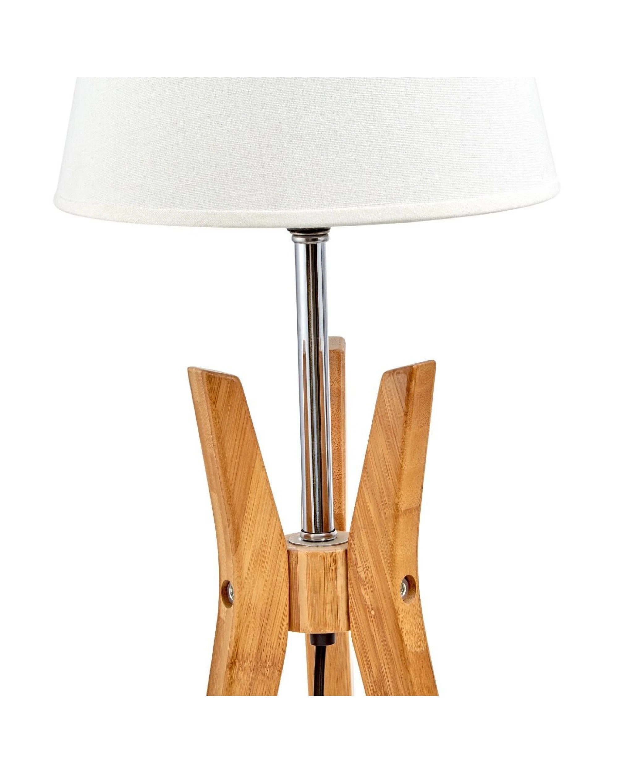 3 BR Home Bamboo Tripod Table Lamp with Linen Shade and Geometric Design, 3 of 6