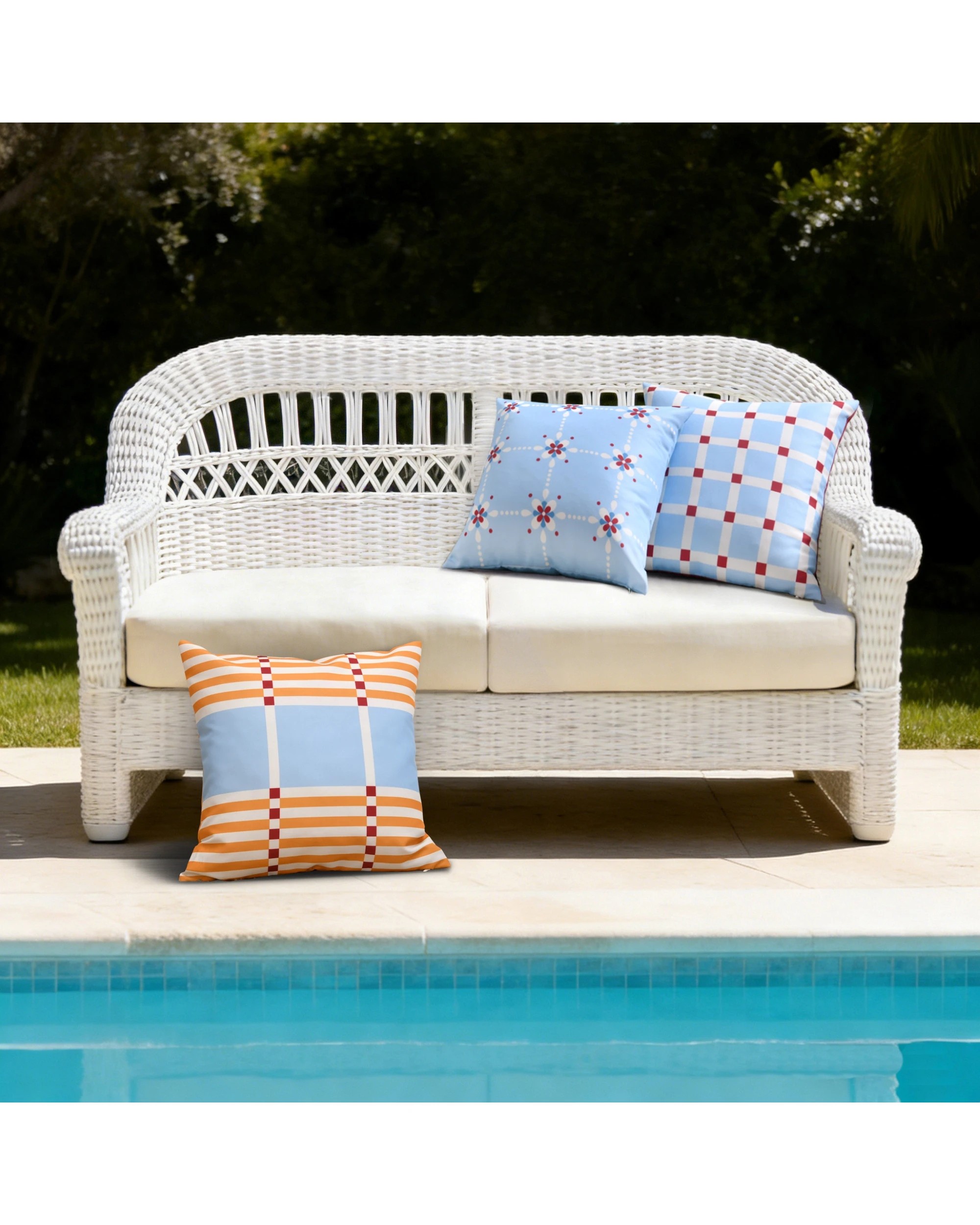 8 Vibes Fiore Printed Outdoor Cushion 50x50cm - Sky Blue, 8 of 8
