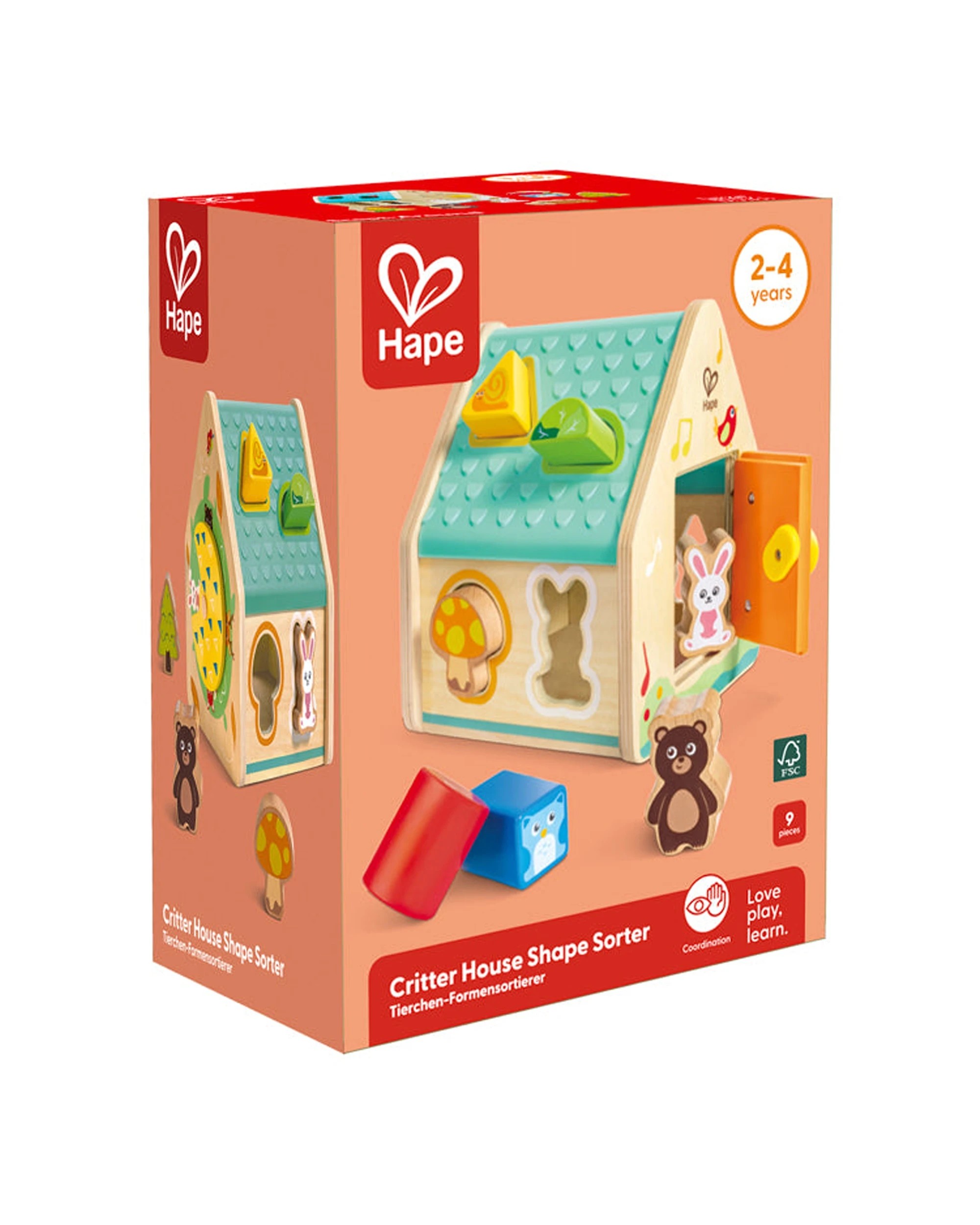 2 Hape Kids Critter House Shape Sorter Animal Blocks Matching Play Toy - Multi, 2 of 3