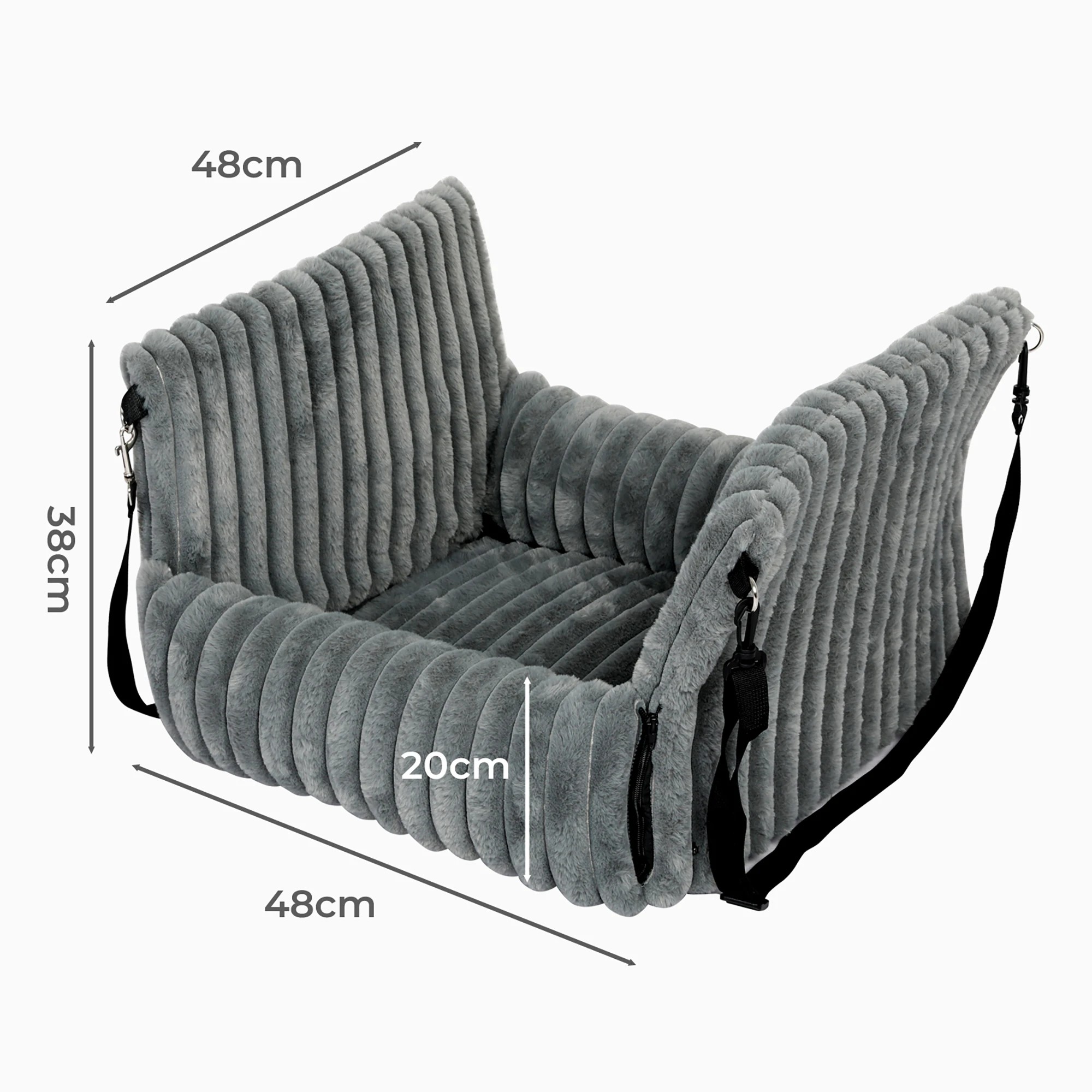 3 Pawz Dog Car Seat Cover,Rabbit Fur, - Grey, 3 of 9
