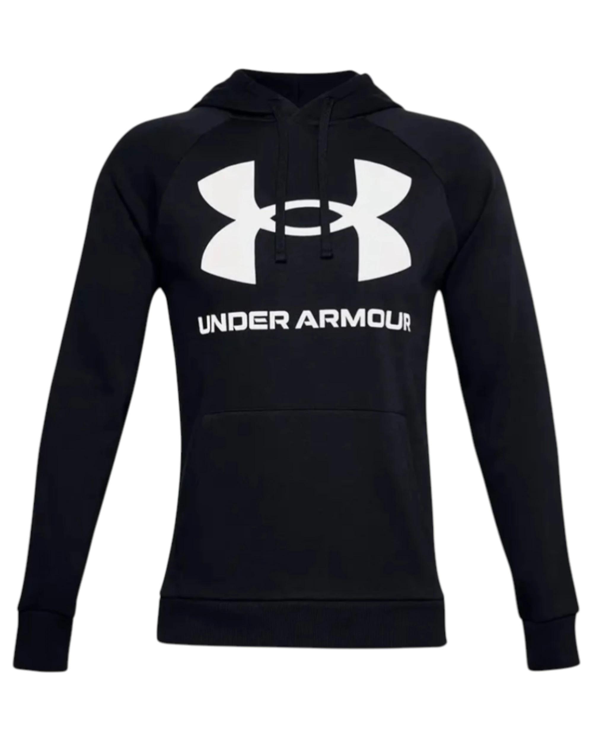 1 Under Armour Mens Ua Rival Fleece Big Logo Hoodie Sweatshirt Black BLACK, 1 of 6